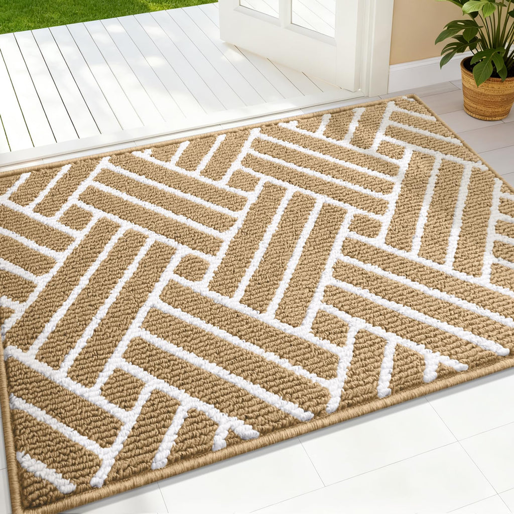 OLANLY Indoor Door Mat, 32x20 Inch, Dirt Resistant and Absorbent, Non-Slip Rubber Backing Floor Mats, Easy Clean Low-Profile Doormat for Entryway, Front Door, and Inside Entrance, Grey