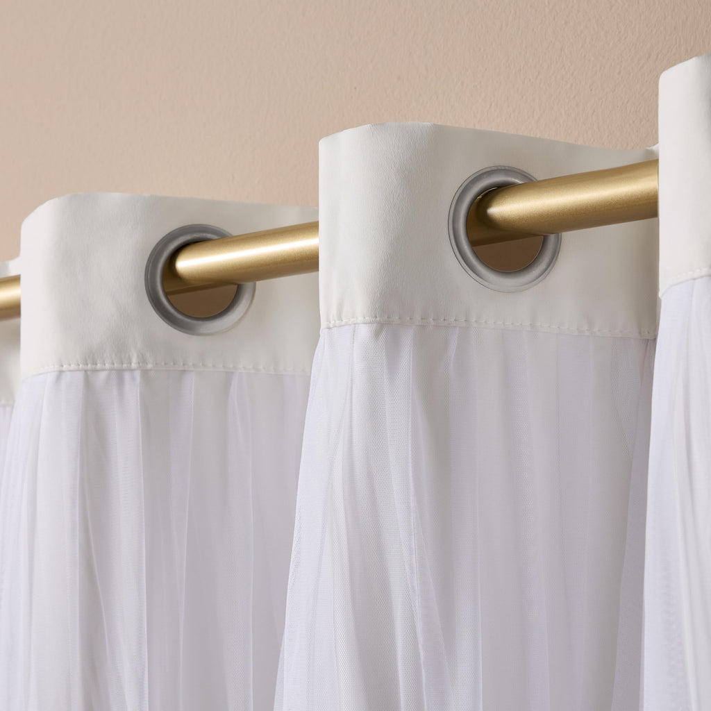 TOWN & COUNTRY LUXE Talia Double Layer Indoor Curtains, Sheer and Room Darkening Blackout, Grommet Top, Energy Efficient, 2-Pack Set, 52"x84", Rose Blush