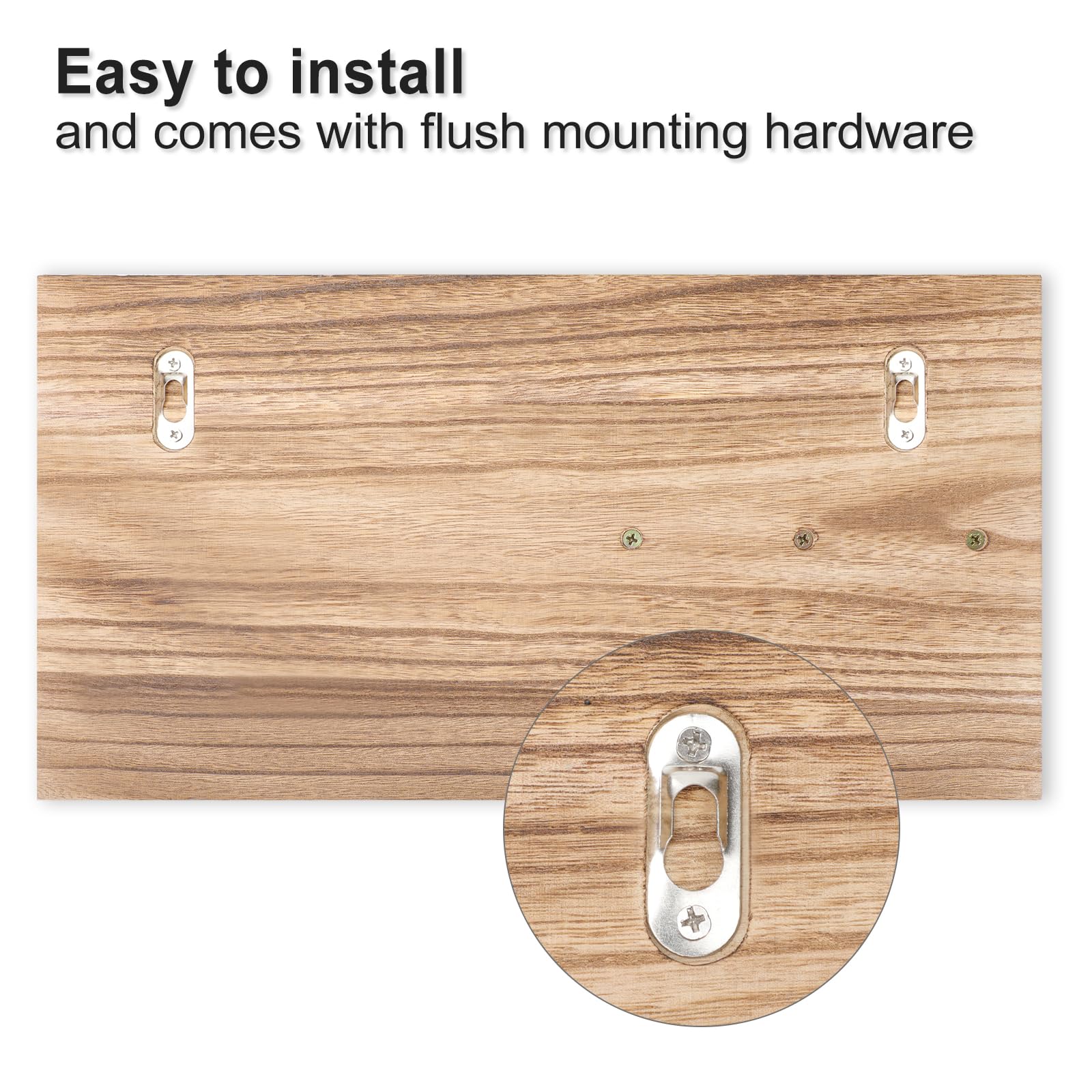Mail Organizer for Wall Mount – Key Holder with Shelf Includes Letter Holder and Hooks for Coats, Dog Leashes – Rustic Wood with Flush Mounting Hardware (16.5” x 8.7” x 3.5”)