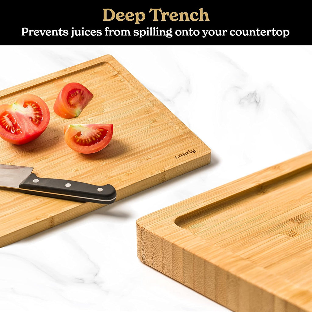 SMIRLY Kitchen Essentials Bundle: Premium Bamboo Cutting Board Set with Holder & 22-Piece Walnut Cooking Utensils Set - Ultimate Wood and Silicone Kitchen Tools for Every Culinary Need