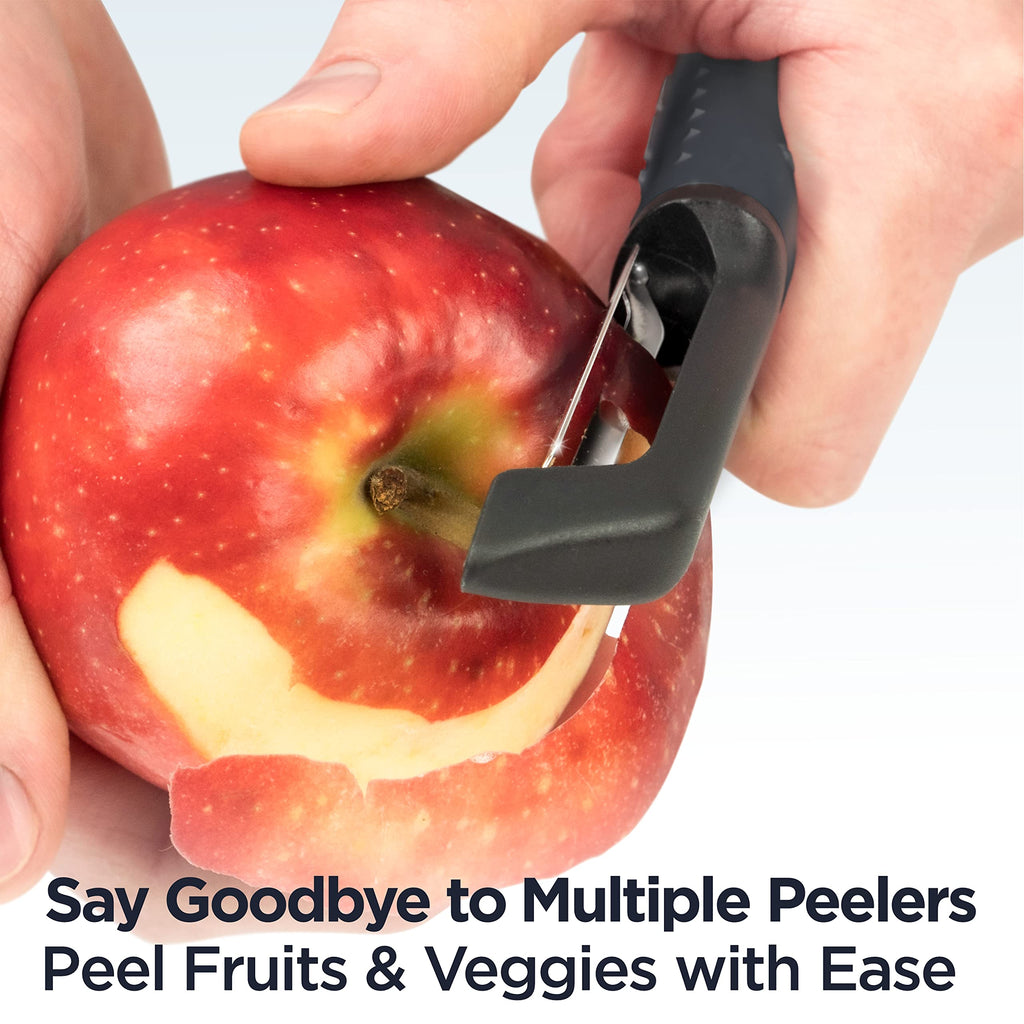 Deiss PRO Swivel Vegetable Peeler - Sharp Stainless Steel Peeler With Easy Non-Slip Hand Grip, Potato Peelers For Kitchen, Fruit, Carrot, Apple, Veggie, Kiwi, Durable, And Dishwasher Safe (ORANGE)