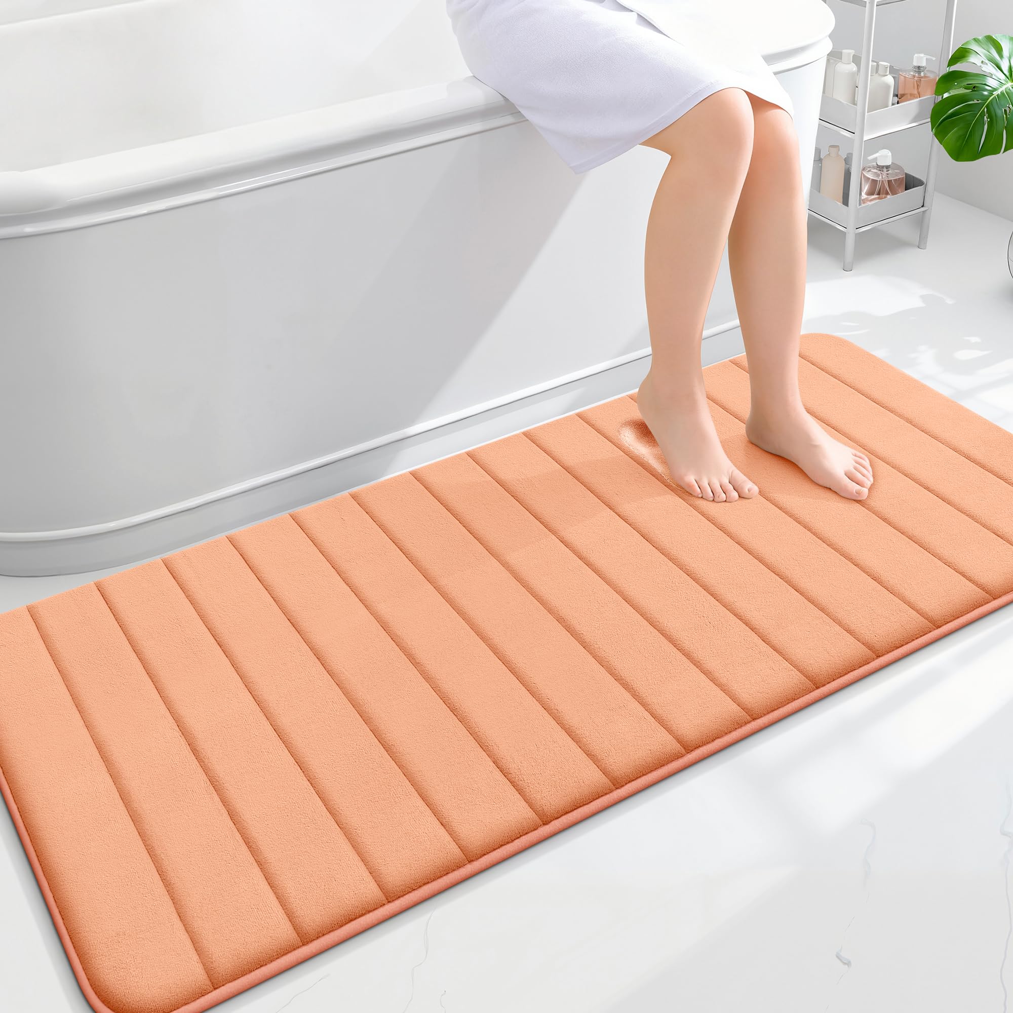 OLANLY Memory Foam Bath Mat 30x20, Super Soft Absorbent Bathroom Rugs, Quick Dry, Machine Washable Shower Floor Rugs, Bathmat Carpet, Bathroom Home Decor Accessories, Grey