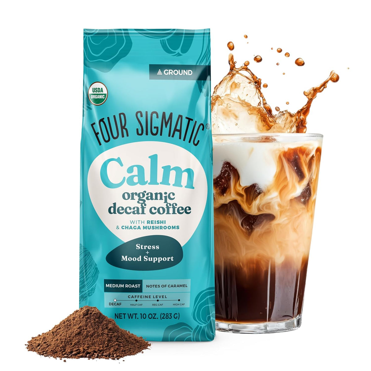 Four Sigmatic Gut Health Organic Ground Coffee | Medium Roast, Immune Boosting Probiotic Mushroom Coffee with Chaga & Turkey Tail for Gut Health & Immune Support | 12oz Bag