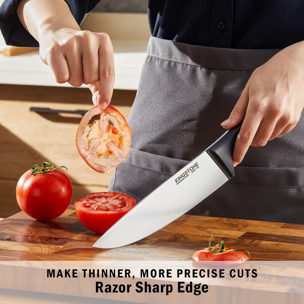 KINGSTONE 40 Piece Silverware Set and 14-Piece Knife Block Set