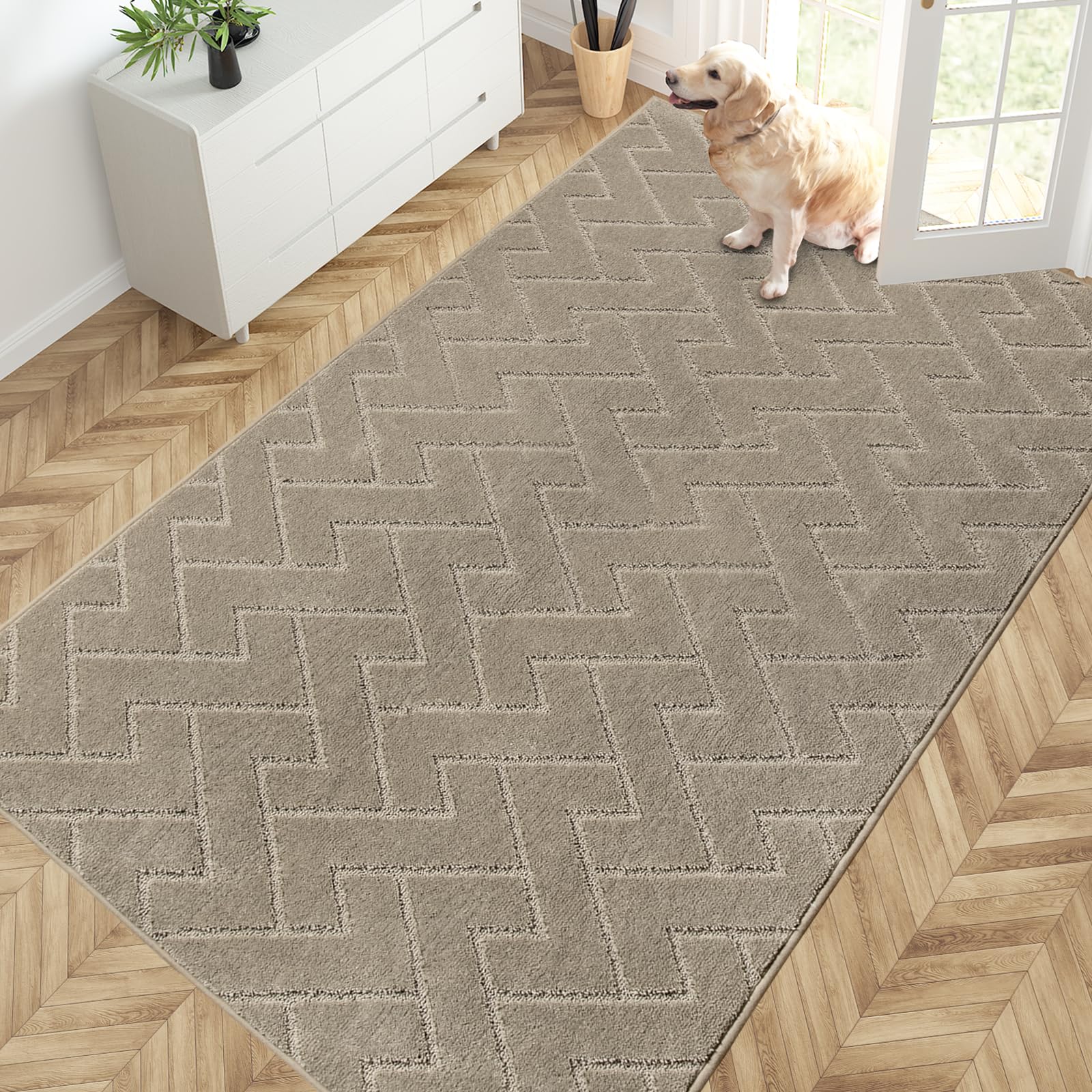 PURRUGS Dirt Trapping Door Mat 20" x 31.5", Non-Slip Machine Washable Entry Rug, Dog Doormat, Indoor Front Door Mat, Super Absorbent Entryway Rug for Muddy Shoes & Paws, Taupe
