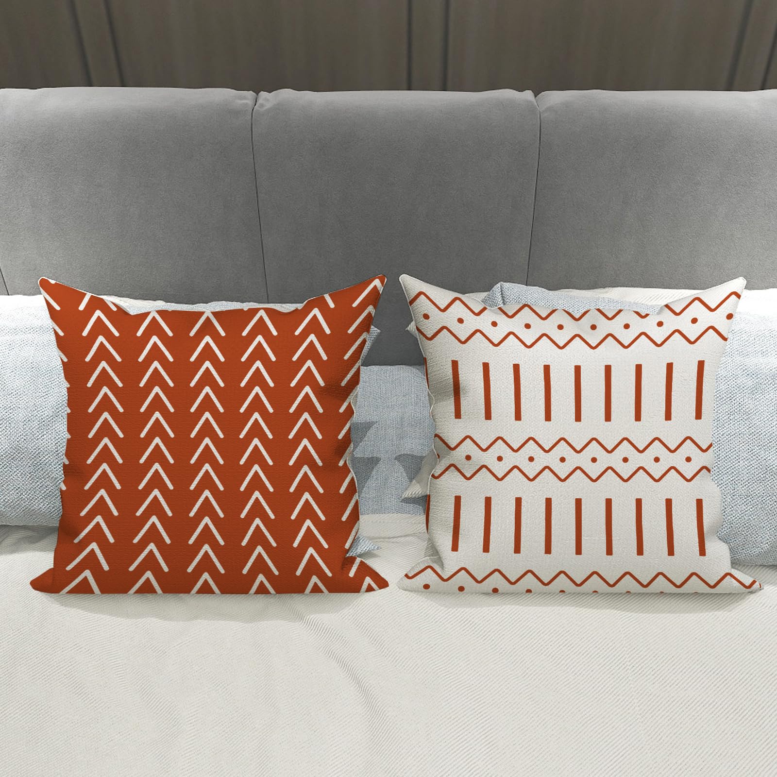 YCOLL Pillow Covers 18x18 Set of 4, Modern Sofa Throw Pillow Cover, Decorative Outdoor Linen Fabric Pillow Case for Couch Bed Car，Light Blue