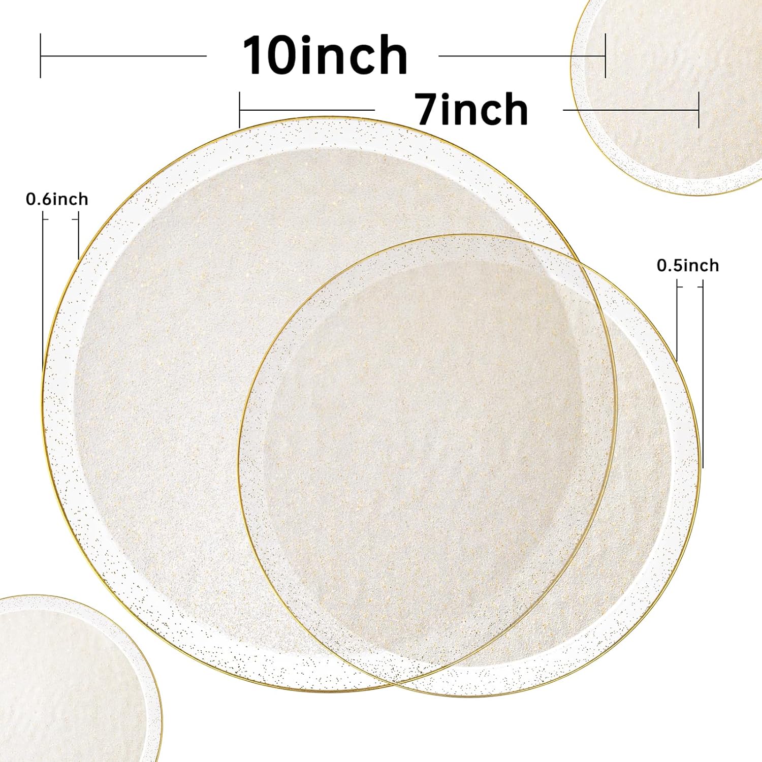 DaYammi 60PCS Gold Plastic Plates- Gold Disposable Platos,gold Party plate Include:30 Glitter plastic Dinner plates 30 Dessert Plate for Party,Plastic Plates for Party & Wedding