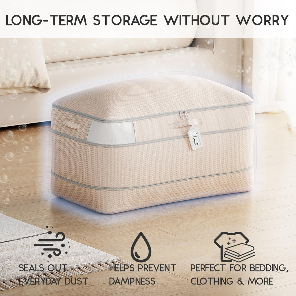 Homsorout 4 Pack Compression Storage Bags - 110L Large Capacity Comforter Storage Bag, 3-Layer Washable Ultra Space Saving Self Compression Organizer Space Bags for Blanket, Sweater, Sheet, Black