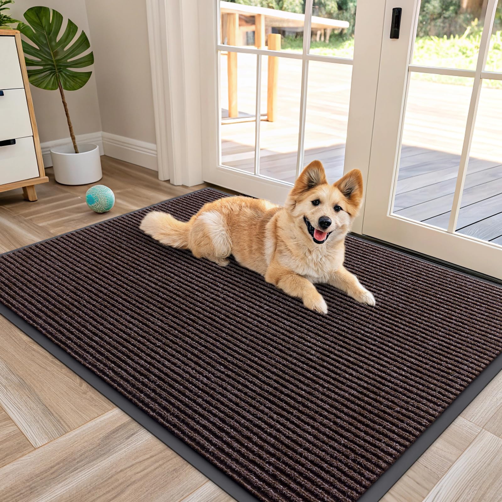 OLANLY Front Door Mat Indoor Outdoor Entrance, Waterproof Heavy Duty Doormat, Fade Resistant, Low Profile, Easy Clean Patio Porch Welcome Floor Mats for Entry, 29.5x17, Grey