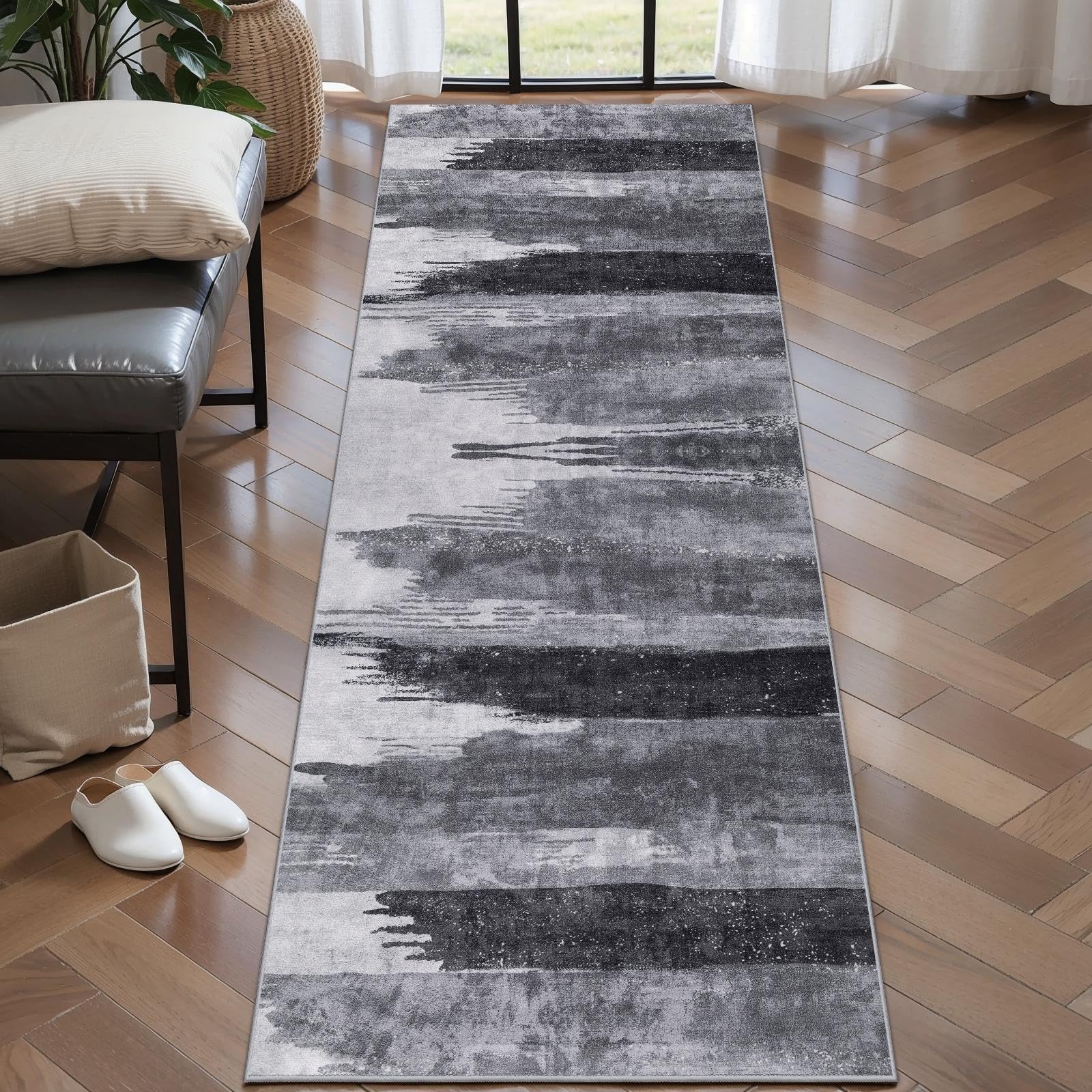 Ciicool Modern Abstract Area Rug 2x3 Washable Small Entryway Rug, Non-Slip Low Pile Throw Rug, Foldable Kitchen Bathroom Rugs, Blue Grey Floor Carpet for Entrance Living Room Bedroom Indoor Doormat