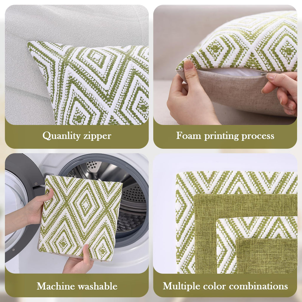HPUK Decorative Throw Pillow Covers Set of 4 Square Couch Pillows Linen Cushion Cover for Couch Sofa Living Room, 18"x18" inches, Blue