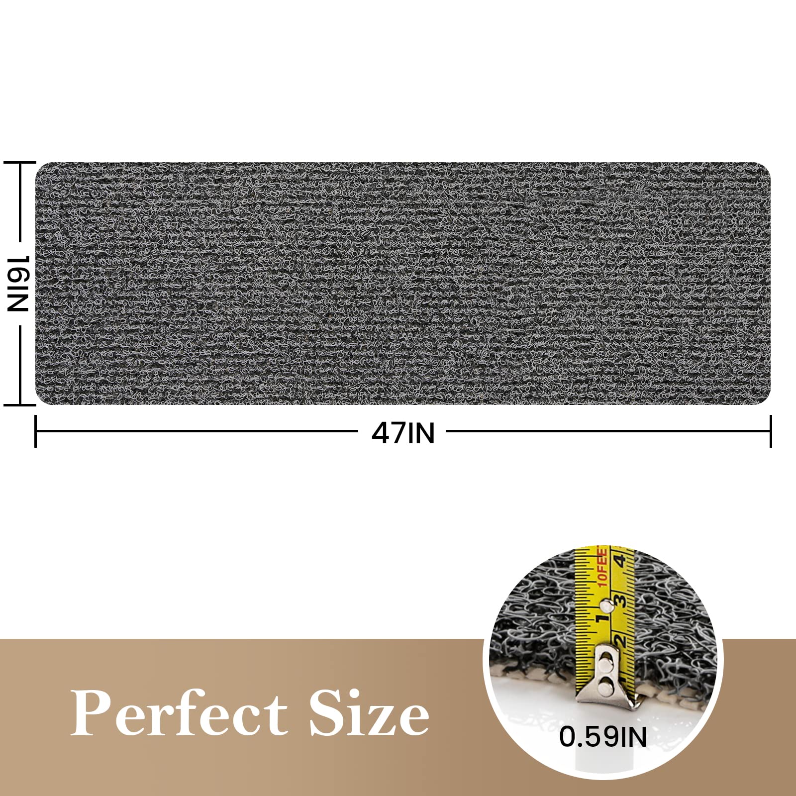 PVC Loofah Shower/Bathtub Mat Non-Slip, 24x16 inch, Soft Tub Mat with Drain, for Tub and Bathroom,Quick Drying,Grey
