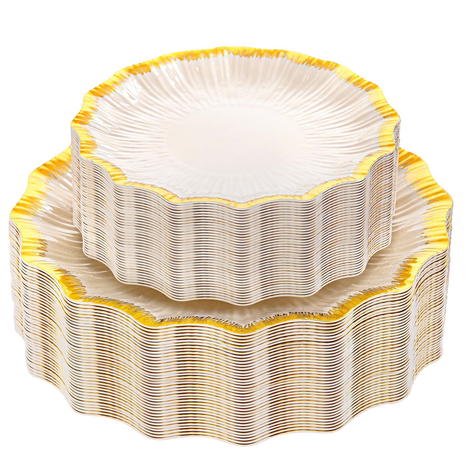 DaYammi 60PCS Blue and White Plastic Plates Blue Rim White Disposable Plates Blue White Party plates Include:30 Plastic Dinner Plate 30 Dessert plate and Wedding & Party Dining