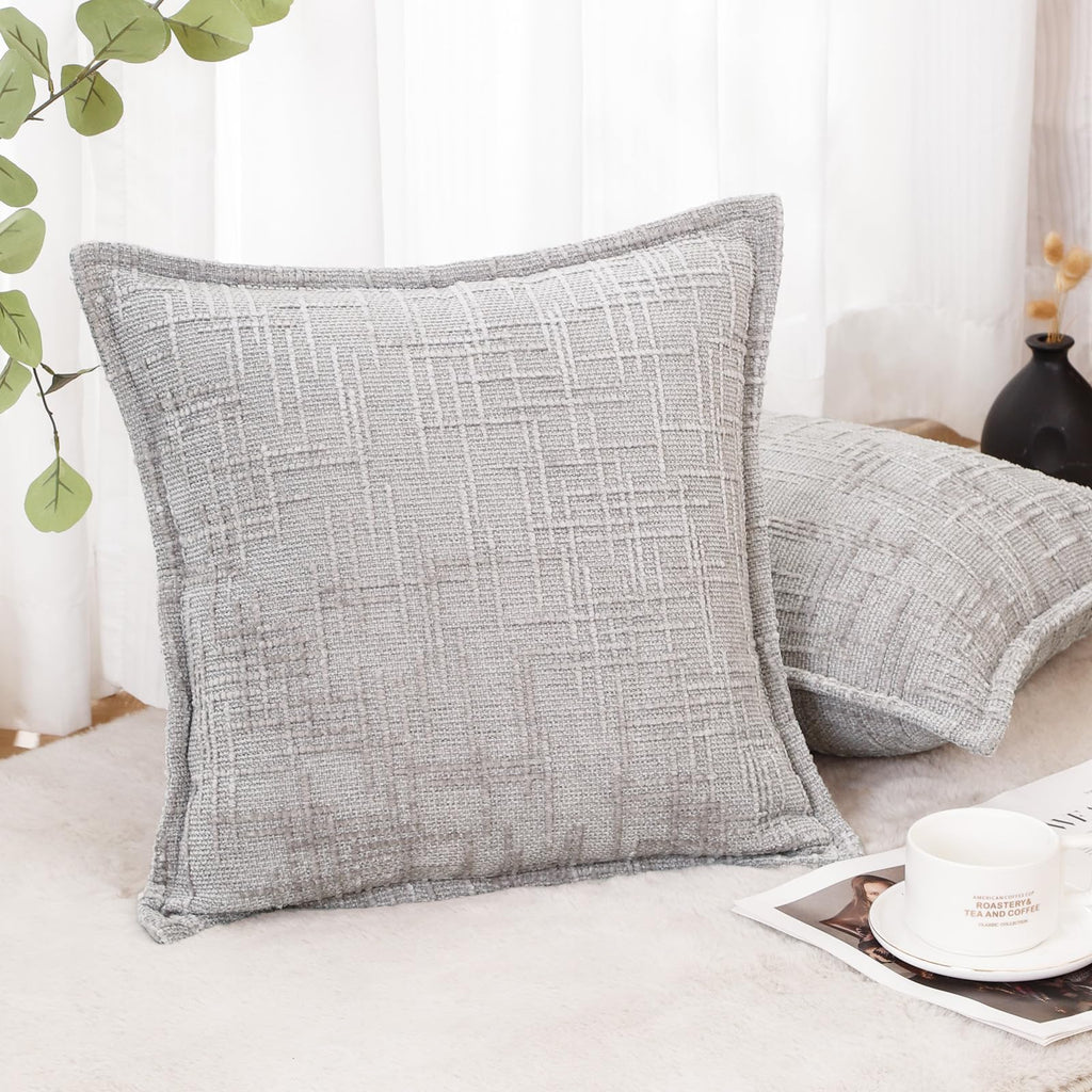 HPUK Decorative Throw Pillow Covers Set of 4 Square Couch Pillows Linen Cushion Cover for Couch Sofa Living Room, 18"x18" inches, Blue