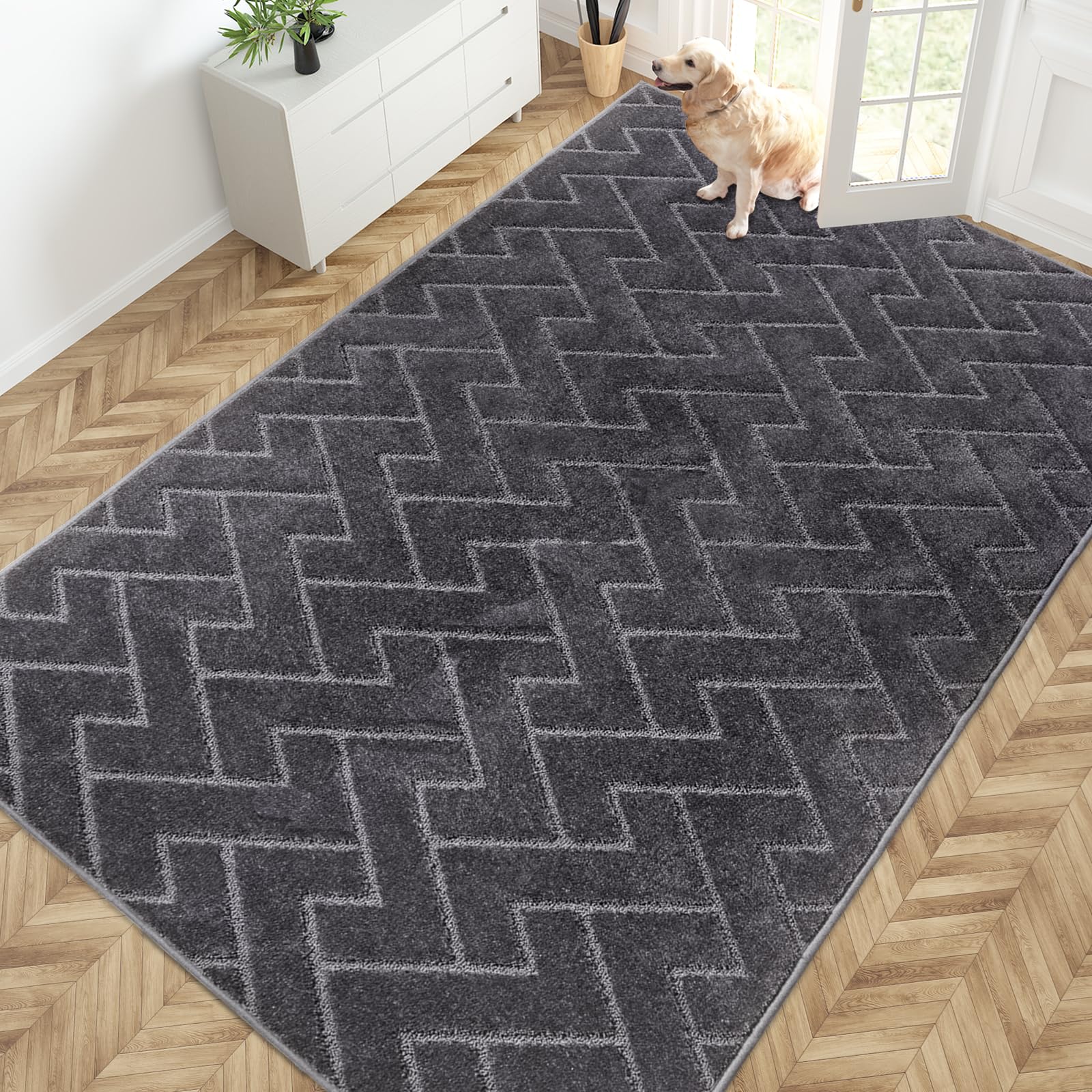 PURRUGS Dirt Trapping Door Mat 20" x 31.5", Non-Slip Machine Washable Entry Rug, Dog Doormat, Indoor Front Door Mat, Super Absorbent Entryway Rug for Muddy Shoes & Paws, Taupe