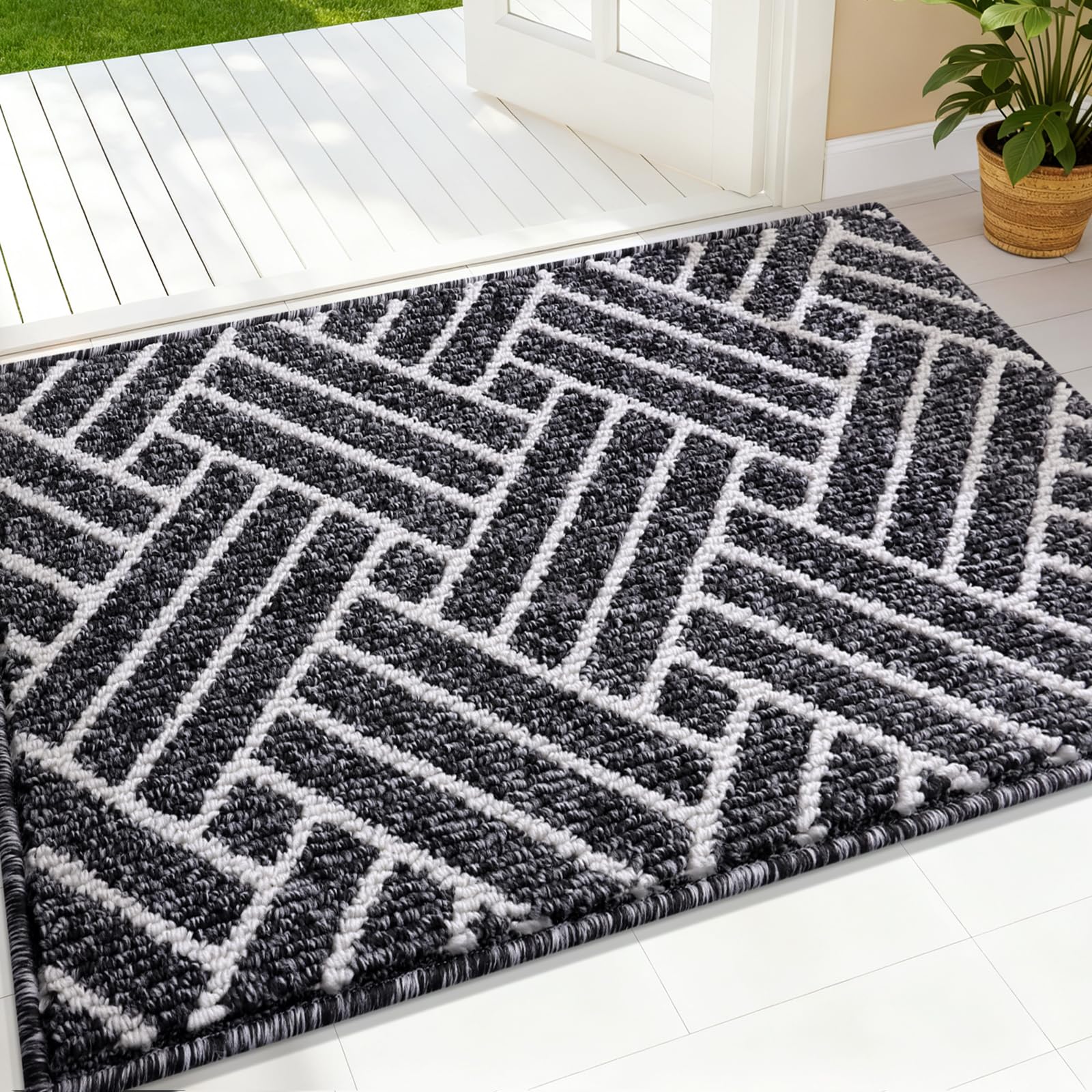 OLANLY Indoor Door Mat, 32x20 Inch, Dirt Resistant and Absorbent, Non-Slip Rubber Backing Floor Mats, Easy Clean Low-Profile Doormat for Entryway, Front Door, and Inside Entrance, Grey