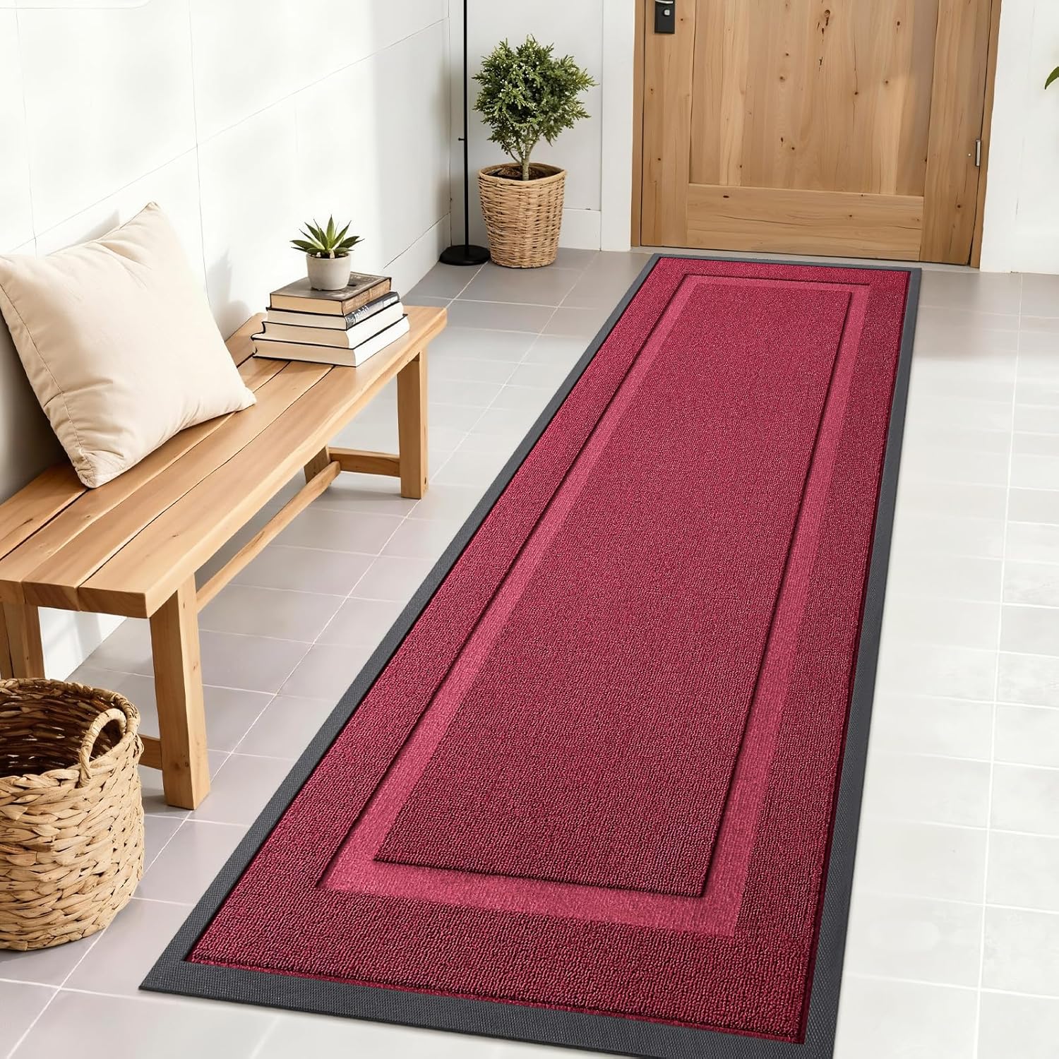 OLANLY Front Door Mat Indoor Outdoor Entrance, Waterproof All-Season, All-Weather Doormat, Sturdy Natural Rubber, Fade Resistant, Low Profile, Easy Clean Patio Porch Entryway Mat, 29.5x17, Beige