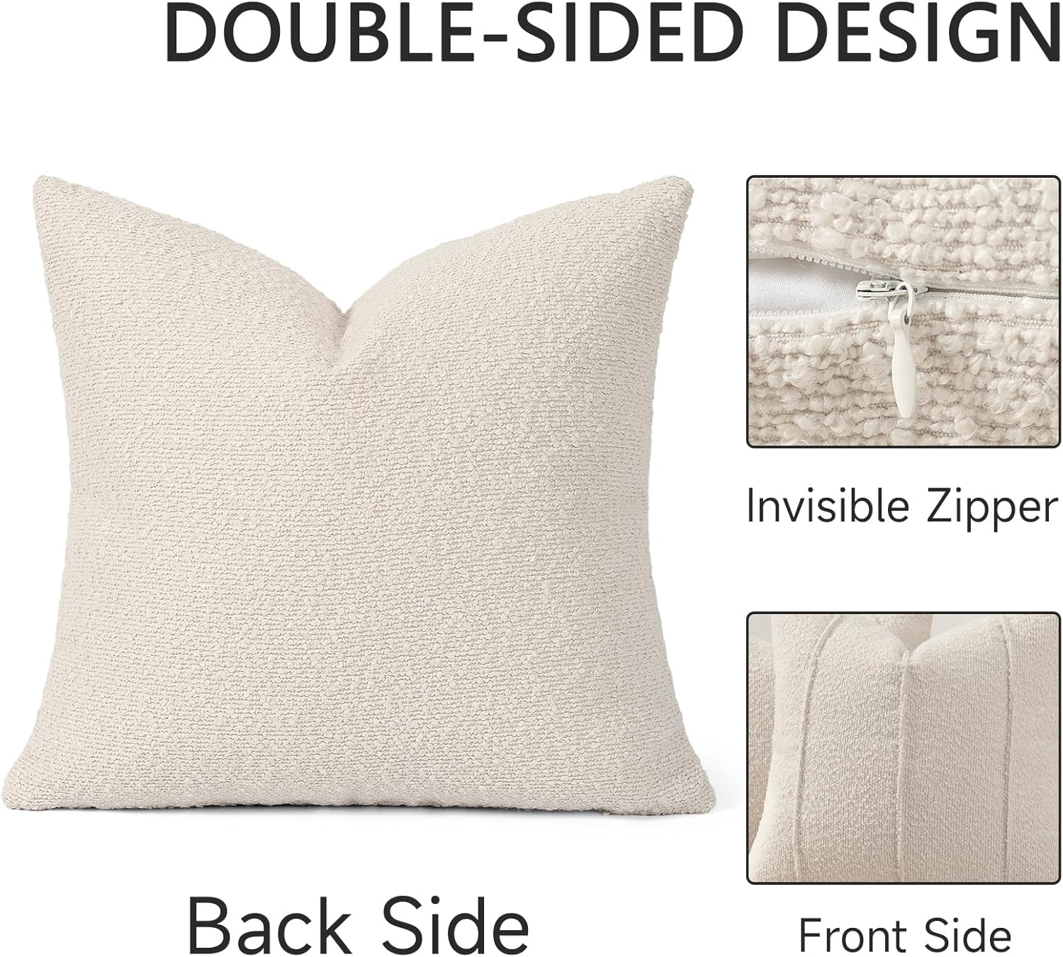 YCOLL 20x20 Beige&Brown Textured Boucle Throw Pillow Covers