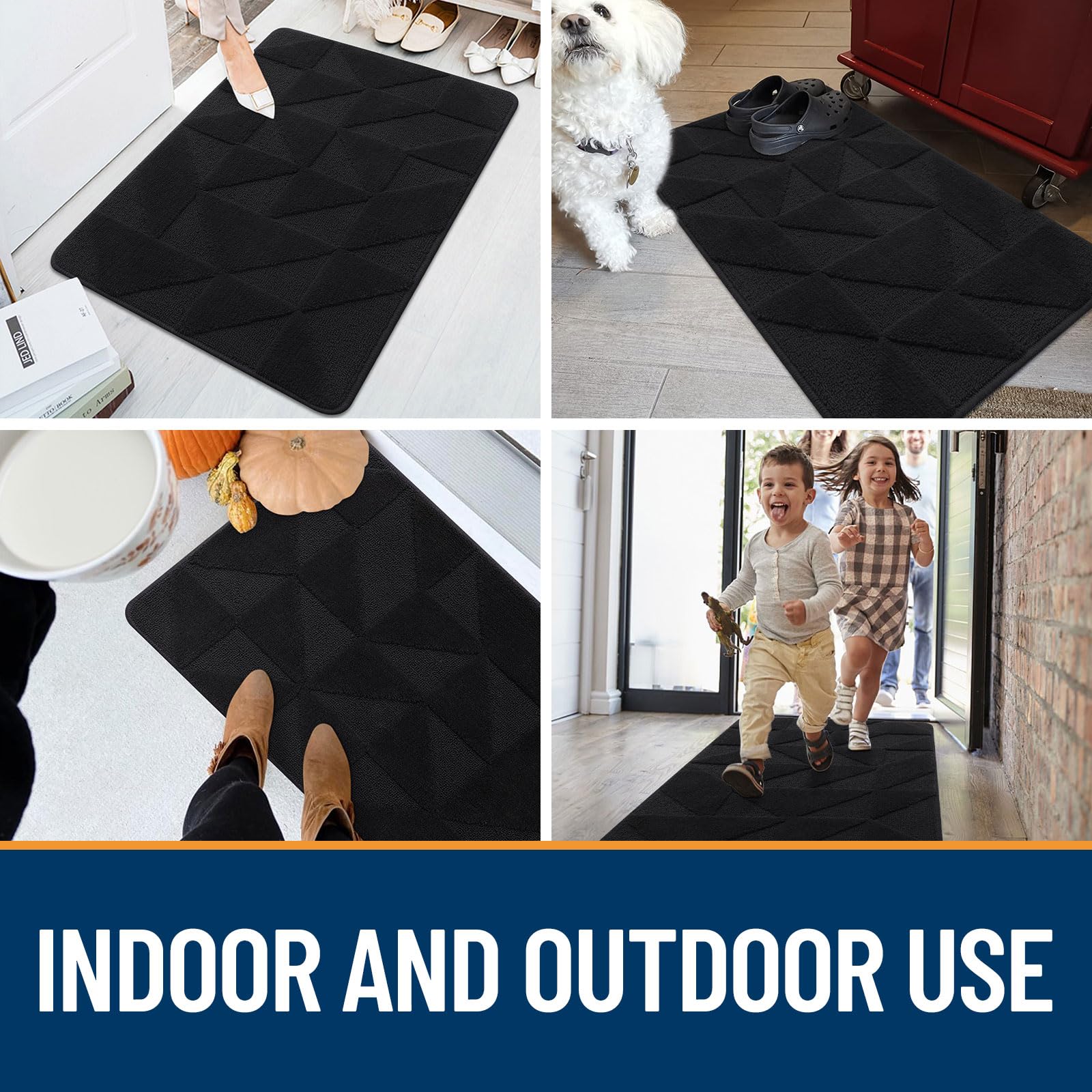 OLANLY Door Mats Indoor, Non-Slip, Absorbent, Dirt Resist, Entrance Washable Mat, Low-Profile Inside Entry Doormat for Entryway (32x20 inches, Grey)