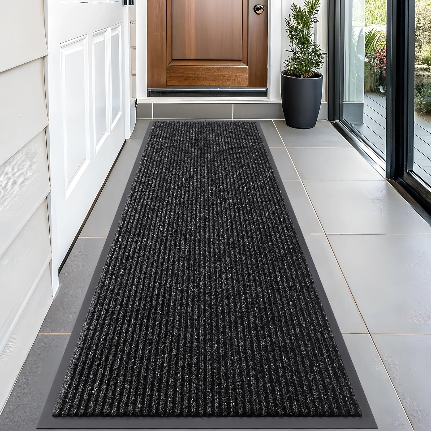 OLANLY Front Door Mat Indoor Outdoor Entrance, Waterproof Heavy Duty Doormat, Fade Resistant, Low Profile, Easy Clean Patio Porch Welcome Floor Mats for Entry, 29.5x17, Beige