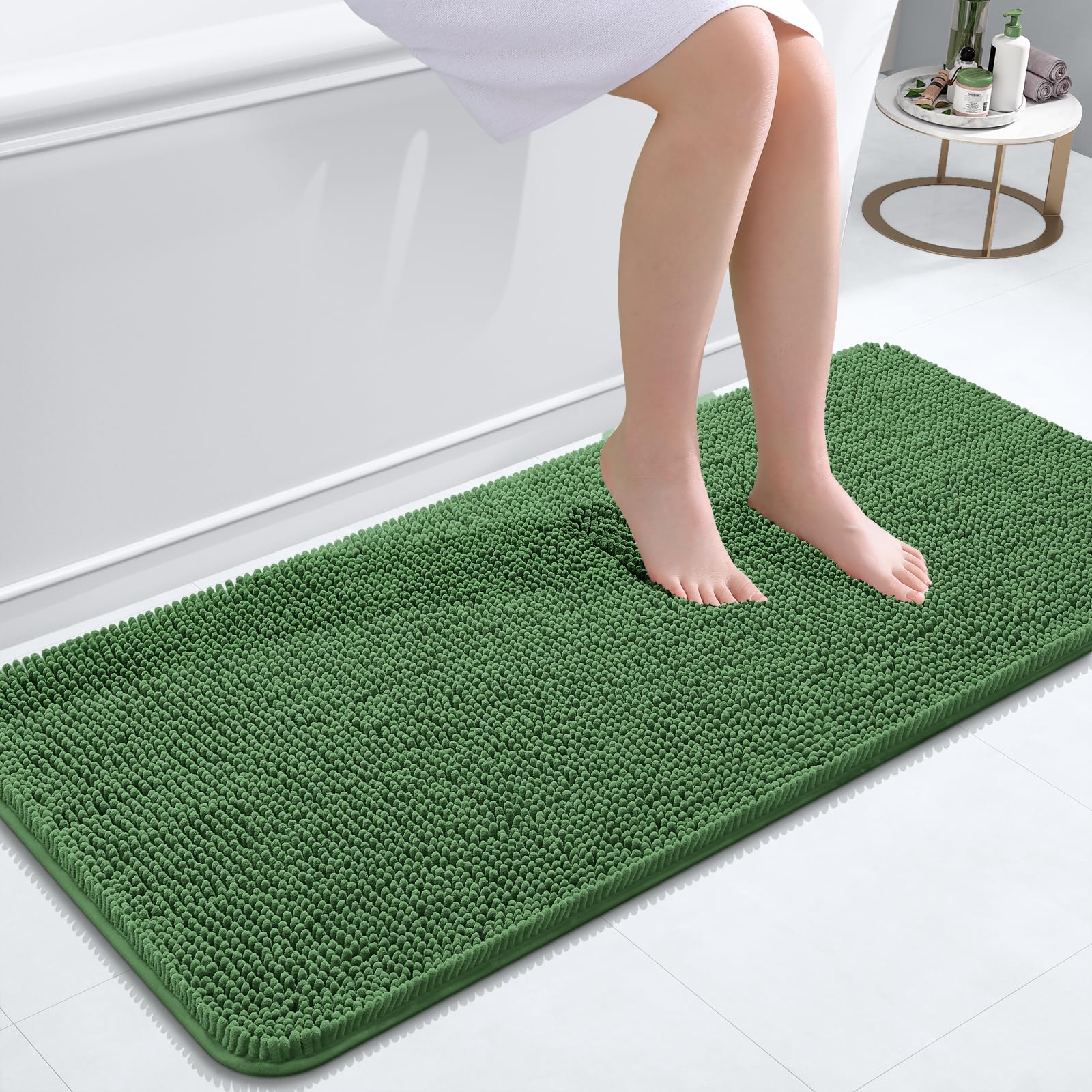 OLANLY Bathroom Rugs 30x20, Extra Soft Absorbent Chenille Bath Rugs, Rubber Backing Quick Dry, Machine Washable Bath Mats for Bathroom Floor, Tub and Shower, Home Decor Accessories, Grey