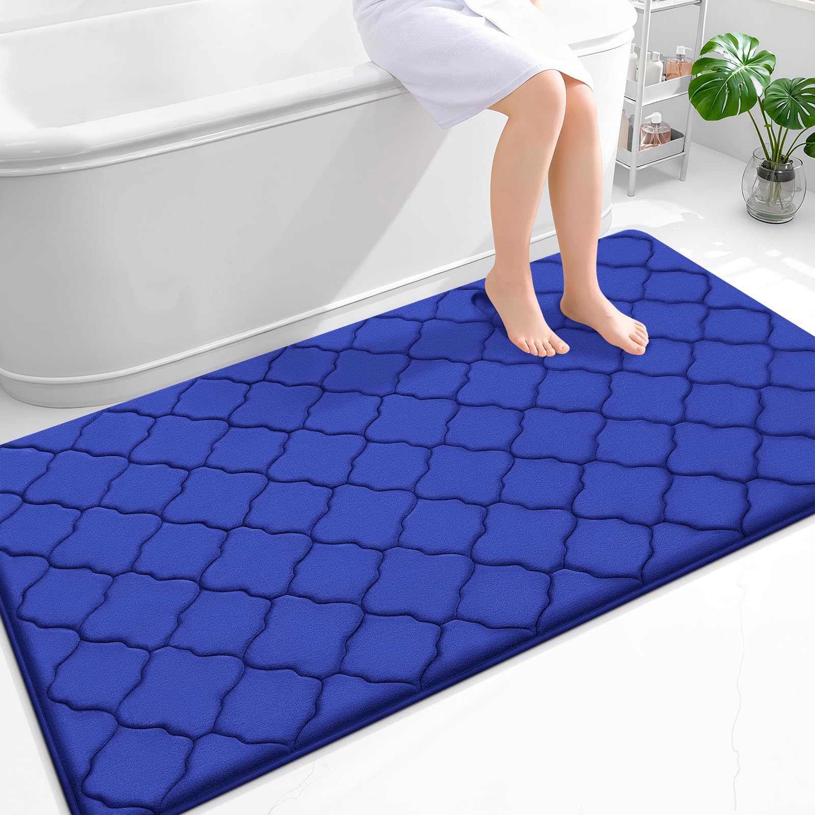 OLANLY Memory Foam Bath Mat Rug 24x16, Ultra Soft and Absorbent Bathroom Rugs, Non-Slip, Comfortable, Machine Washable Bath Carpet for Bathroom Floor, Tub, Shower and Home Decor Accessories, Black