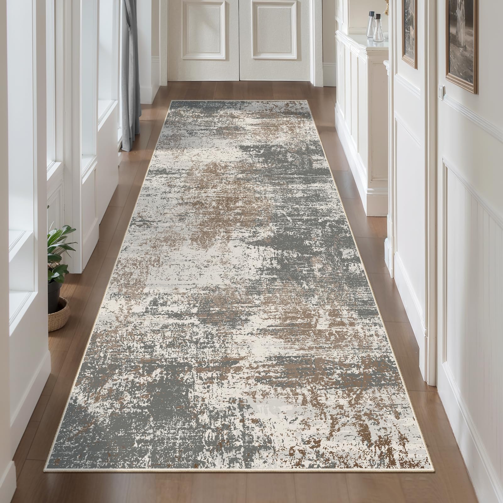 Ciicool Modern Abstract Area Rug 2x3 Washable Small Entryway Rug, Non-Slip Low Pile Throw Rug, Foldable Kitchen Bathroom Rugs, Blue Grey Floor Carpet for Entrance Living Room Bedroom Indoor Doormat