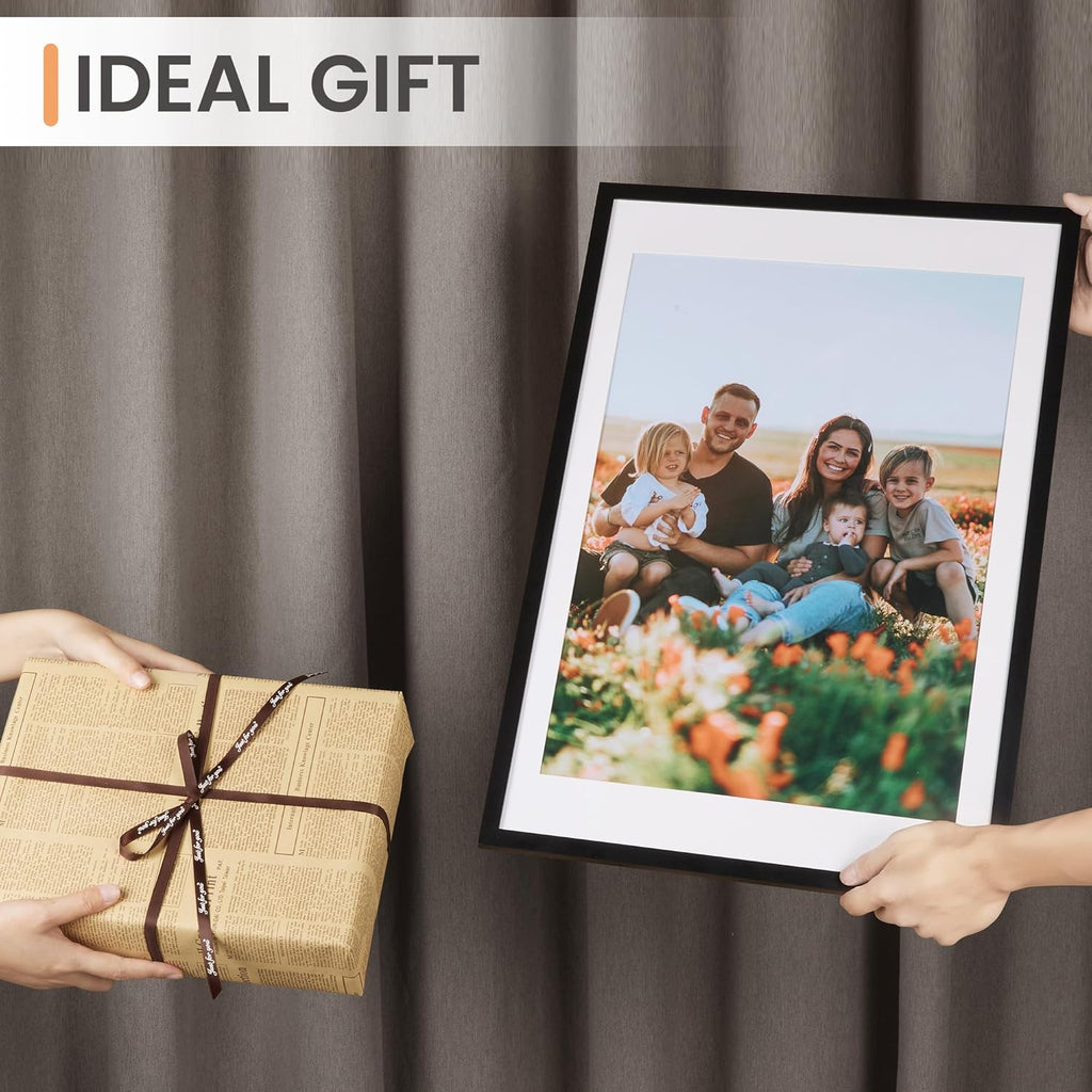 upsimples 16x24 Picture Frame Set of 6, Display Pictures 14x20 with Mat or 16 x 24 Without, Wall Gallery Poster Frames, Black