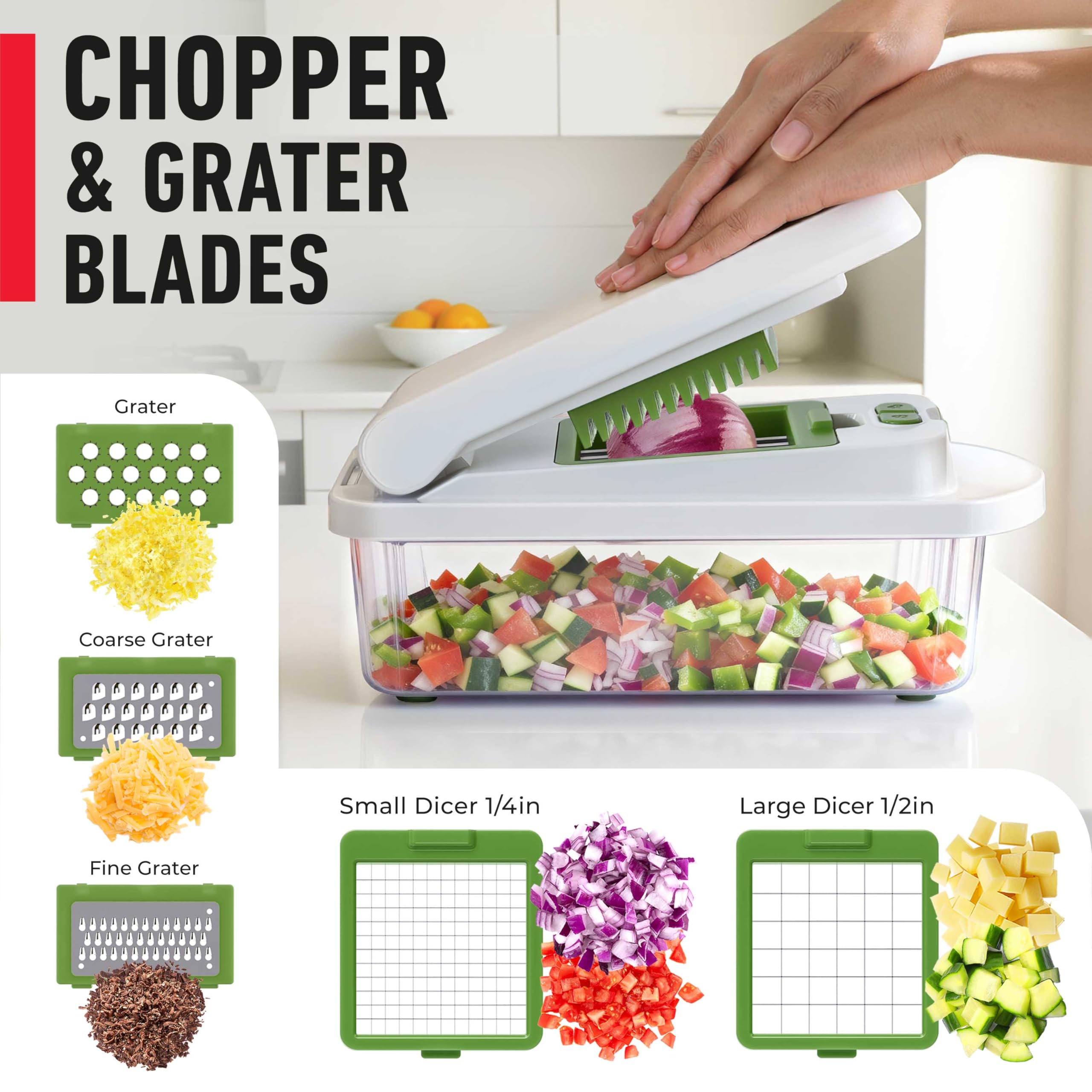 Mueller The Real Original Pro Chopper since 2013 Vegetable Chopper Mandoline Slicer, 8 Blade Food Veggie Chopper Onion Vegetable Cutter with Container, Kitchen Gadgets & Essentials, (10 in 1)