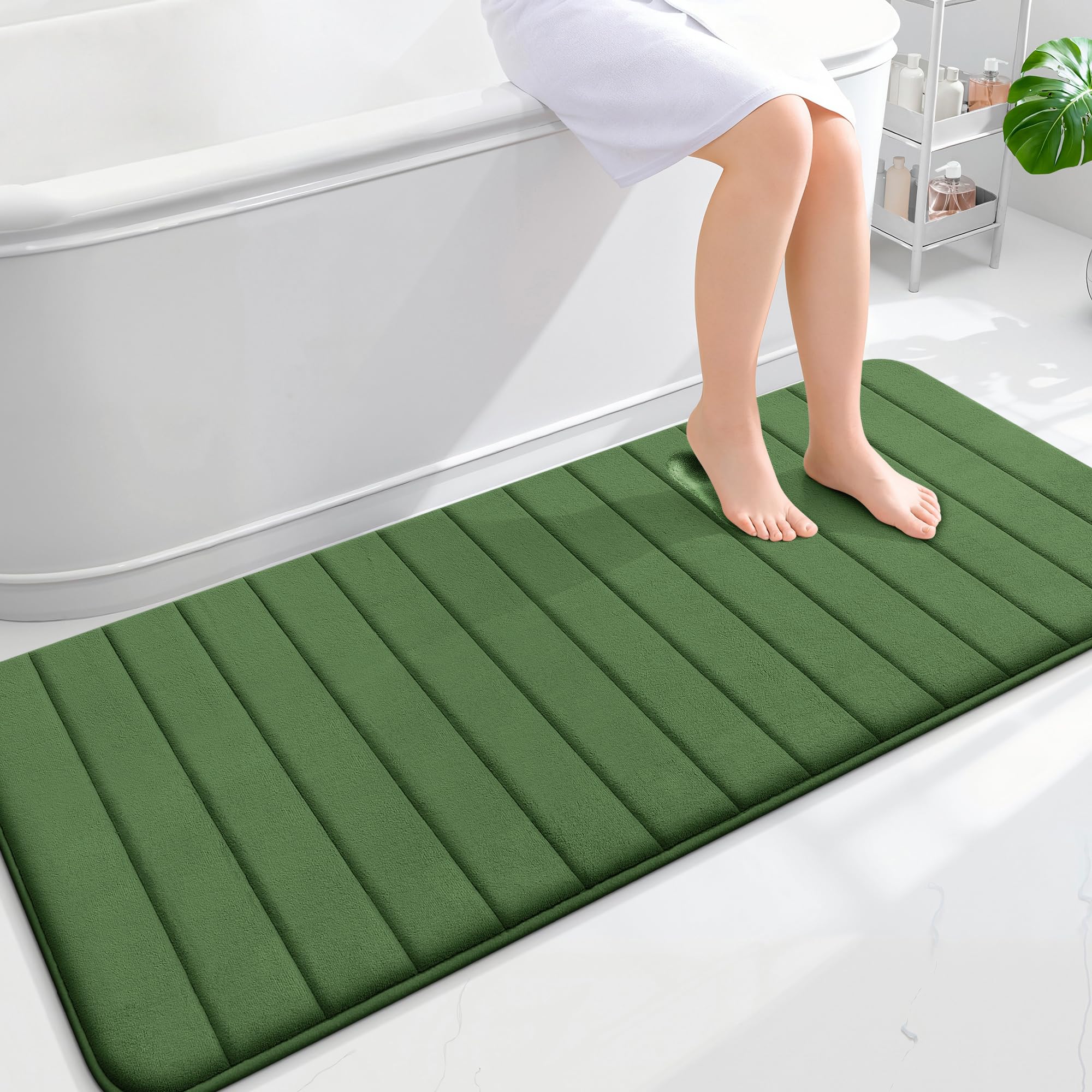OLANLY Memory Foam Bath Mat 30x20, Super Soft Absorbent Bathroom Rugs, Quick Dry, Machine Washable Shower Floor Rugs, Bathmat Carpet, Bathroom Home Decor Accessories, Grey