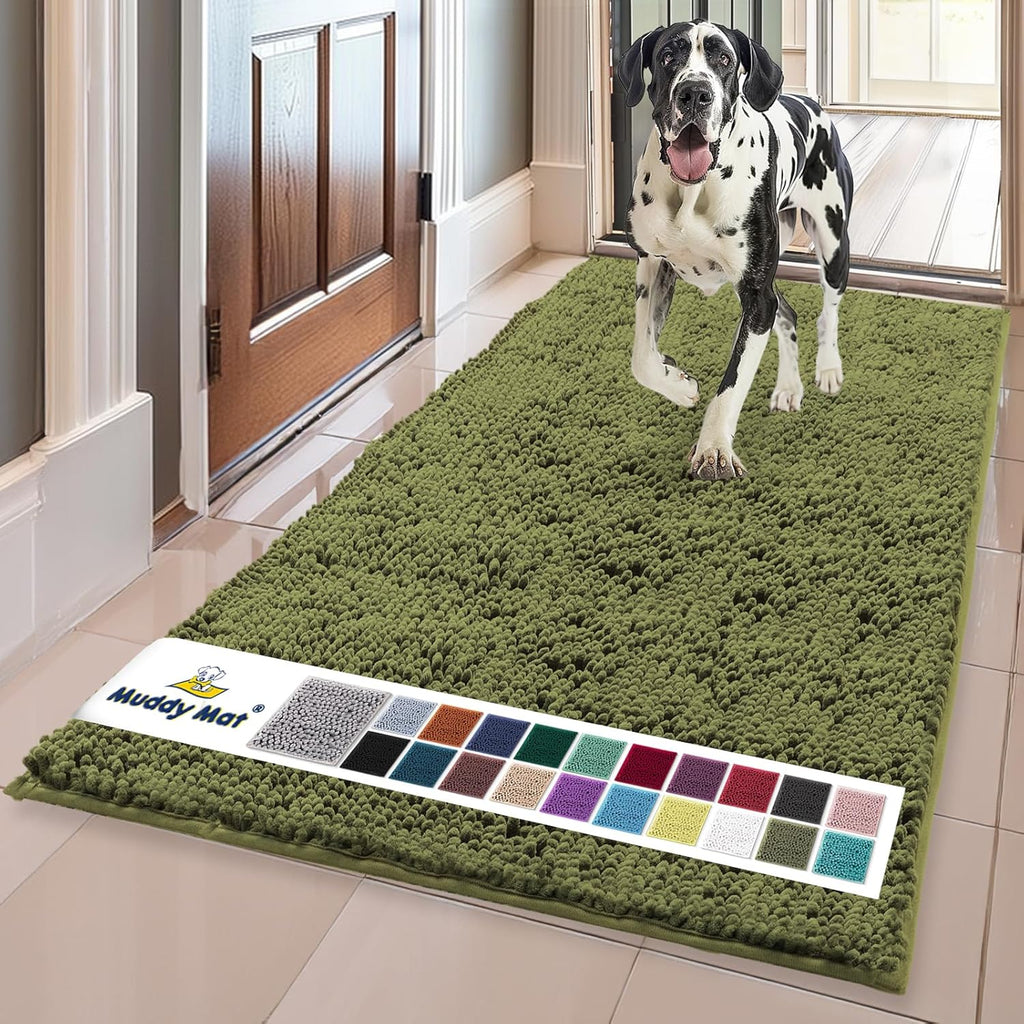 Muddy Mat® | Super Absorbent Door Mat Indoor, Microfiber Quick Dry Chenille Entryway Rug, Non-Slip Front Door Mat, Indoor Mats for Entryway, Machine Washable Pet Rug, Grey 30"x19"