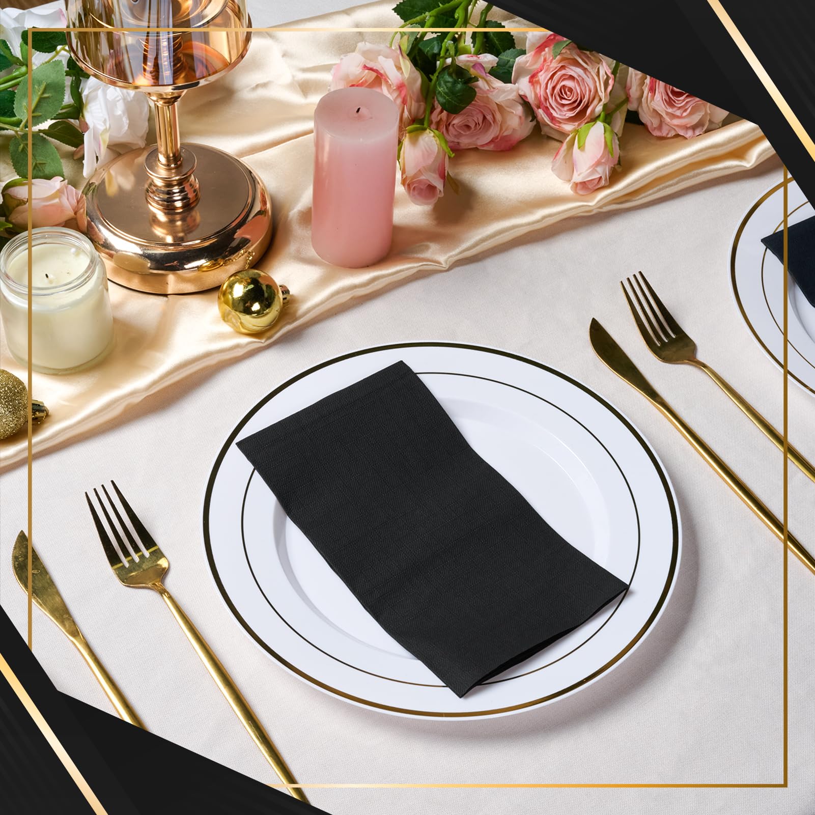 Vplus 1000 Pack Black Cocktail Napkins, Elegant Beverage Napkins, 3-Ply Disposable Paper Napkins 4.9x4.9 inch, Perfect for Restaurant, Bar, Party, Wedding, Dessert Napkins
