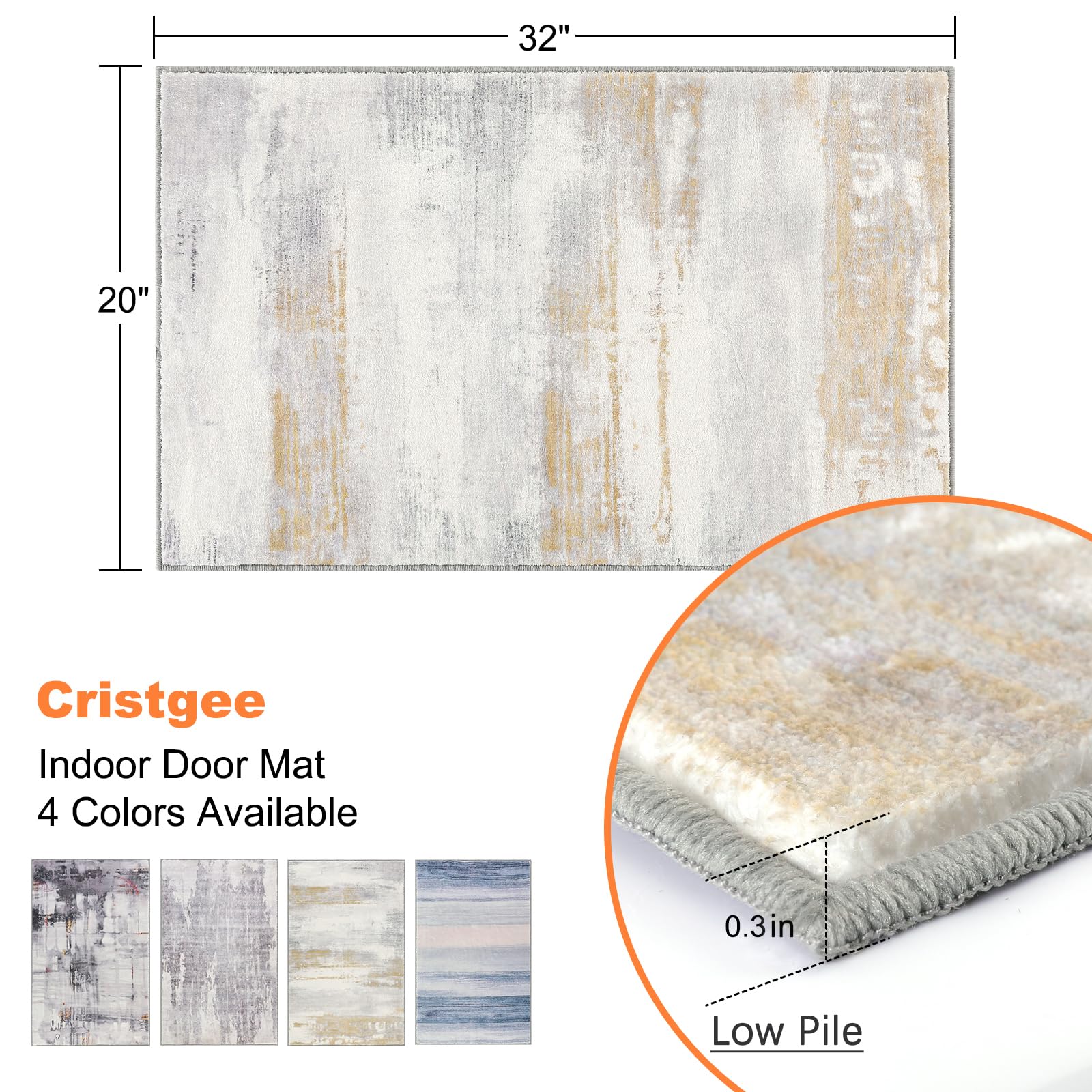 CRISTGEE Door Mat, Front Indoor Door Mat Faux Wool Non-Slip Entryway Rug Absorbent Abstract Throw Rug for Indoor Entrance Hallway Laundry Room, High Traffic Areas, 20X32 Inches, Gray Washable