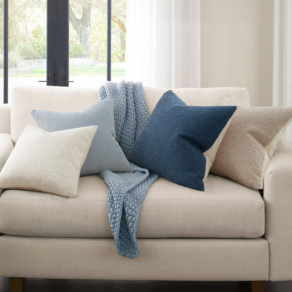 Topfinel Boucle Decorative Pillow Covers 18x18 Inches Set of 4 Neutral Cream Ivory White Pillowcase with Linen Cotton Back Chair Sofa Modern & Minimal Living Room Spring Home Decor