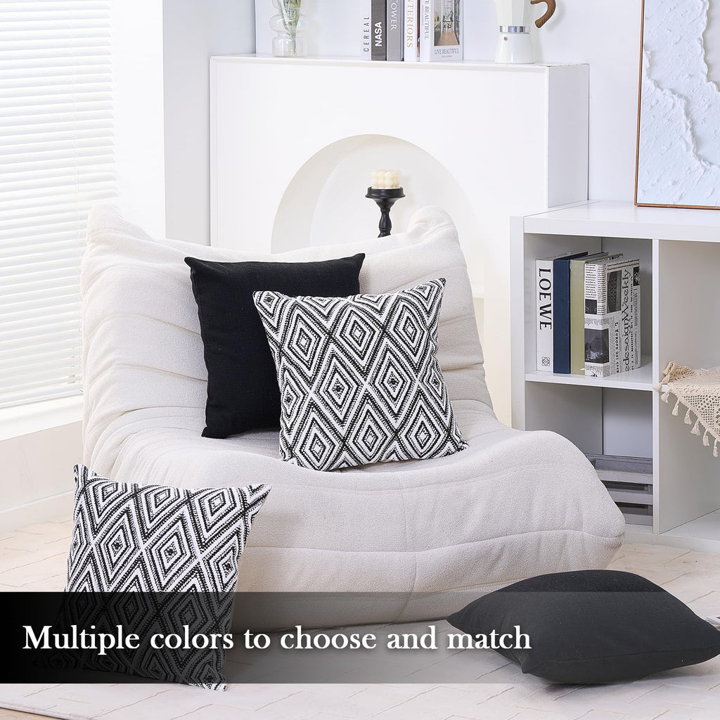 HPUK Decorative Throw Pillow Covers Set of 4 Square Couch Pillows Linen Cushion Cover for Couch Sofa Living Room, 18"x18" inches, Blue