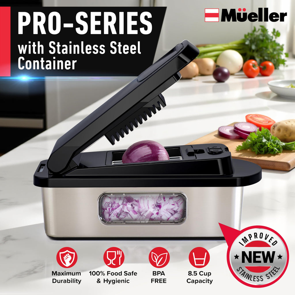 Mueller The Real Original Pro Chopper since 2013 Vegetable Chopper Mandoline Slicer, 8 Blade Food Veggie Chopper Onion Vegetable Cutter with Container, Kitchen Gadgets & Essentials, (10 in 1)
