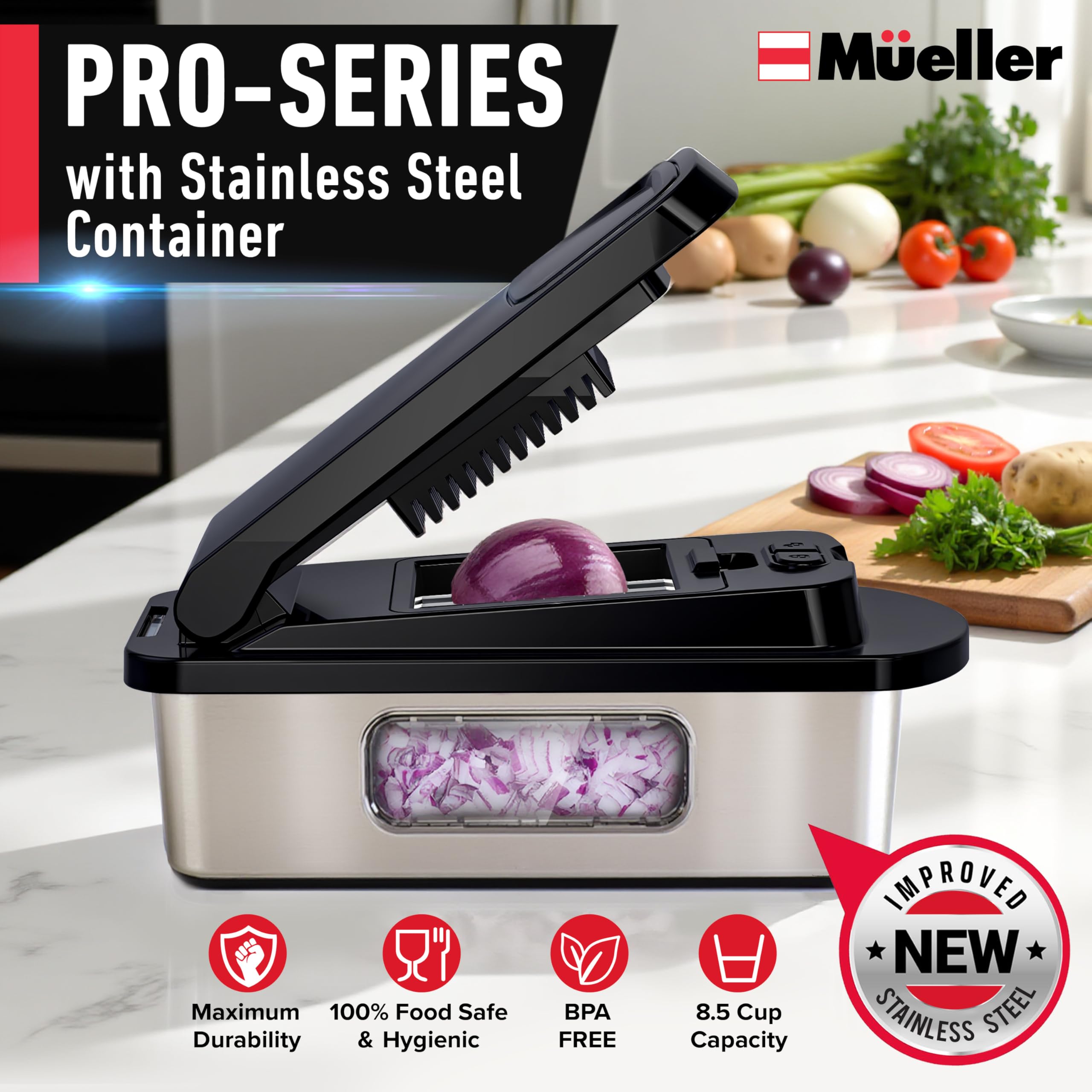 Mueller The Real Original Pro Chopper since 2013 Vegetable Chopper Mandoline Slicer, 8 Blade Food Veggie Chopper Onion Vegetable Cutter with Container, Kitchen Gadgets & Essentials, (10 in 1)