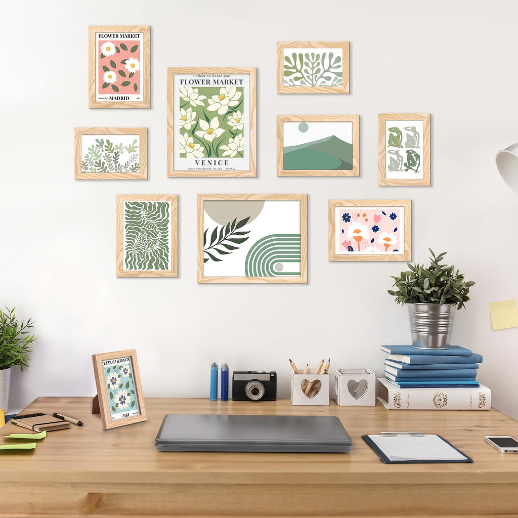 upsimples 10 Pack Picture Frames Collage Wall Decor for Mounting or Tabletop Display, Photo Gallery Frame Set for Family, Multi Sizes Including 8x10, 5x7, 4x6, Black