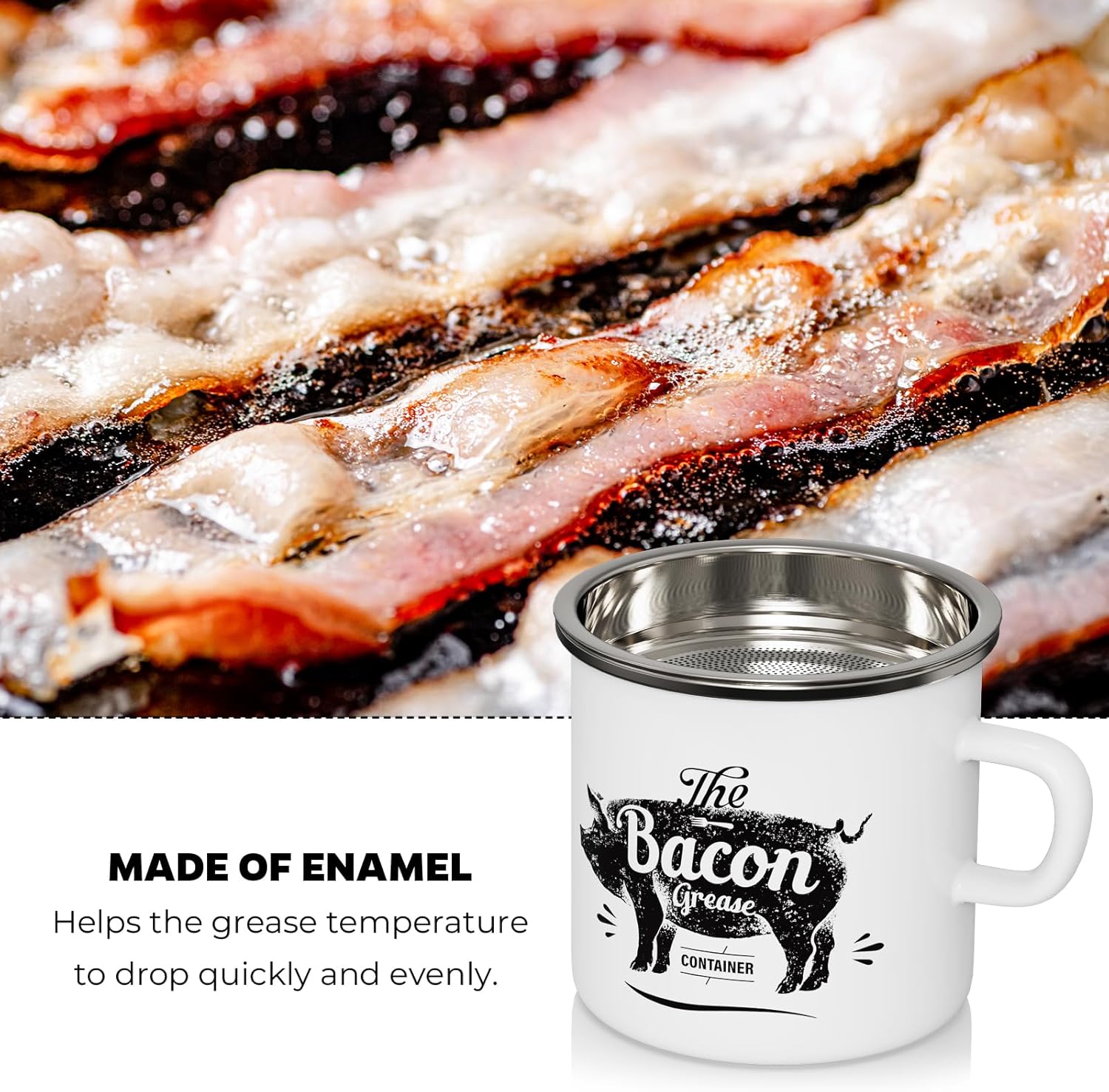 Red Meat Chopper and White Mini 15OZ Bacon Grease Container