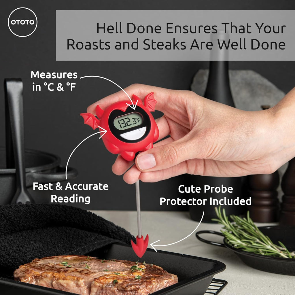 OTOTO Hell Done Halloween Meat Thermometer Digital - Spooky Food for Cooking, for Meat, Digital, Cooking Gifts, Cute Kitchen Gadgets