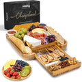 SMIRLY Charcuterie Large Bamboo Cheese Board Set for Serving - House Warming Gifts for New Home, Wedding, Bridal Shower & Birthday, for Women