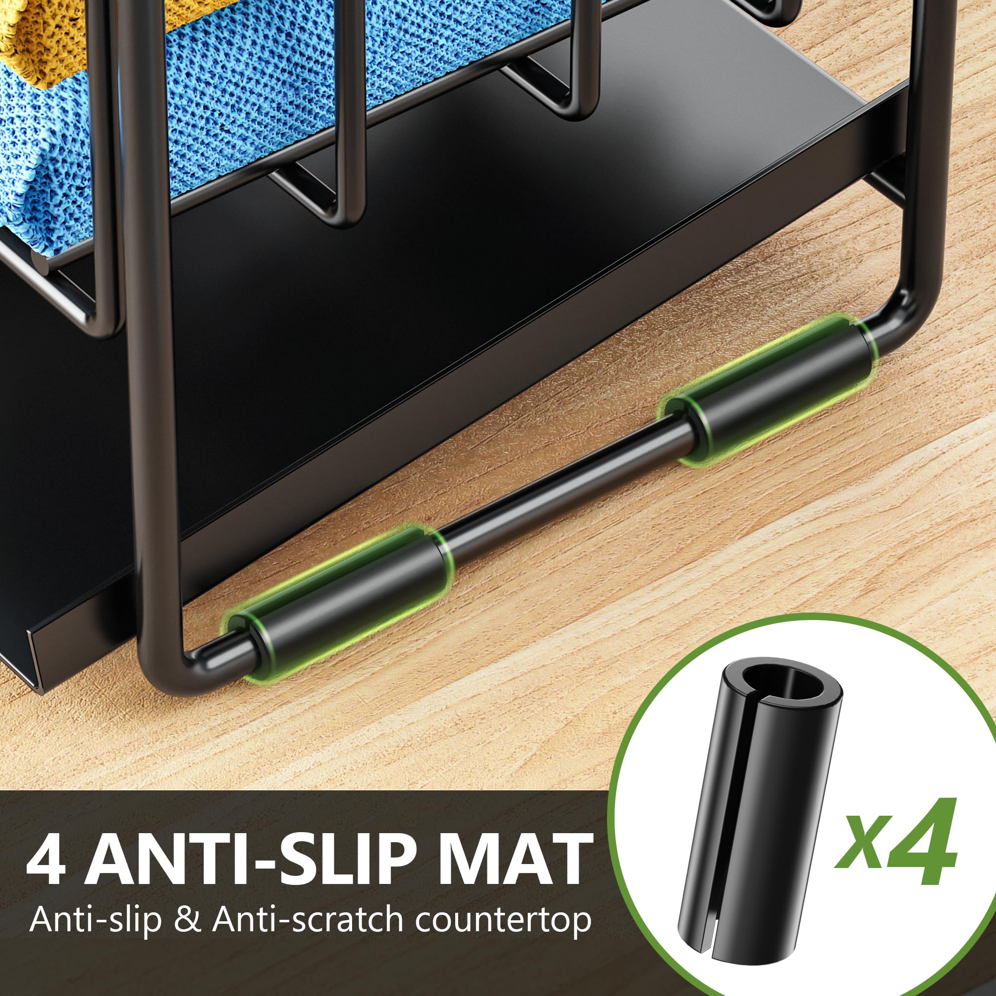 Cisily 2-Tier Kitchen Sink Caddy Organzier Rack with Flexible Dish Brush Holder, Sponge Holder for Kitchen Sink Countertop Organization Storage,Home Decor Accessories Essentials Stainless Steel