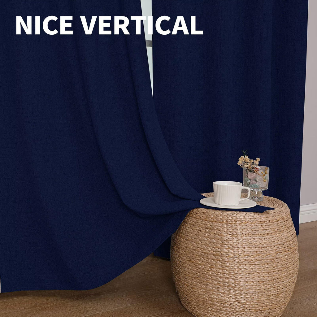 CUCRAF 100% Blackout Window Curtains 84 inches Long 2 Panels Set, Faux Linen Look Thermal Insulated Grommet Drapes, Room Darkening Curtain for Bedroom Living Room(W52 x L84 Inch, Light Khaki)