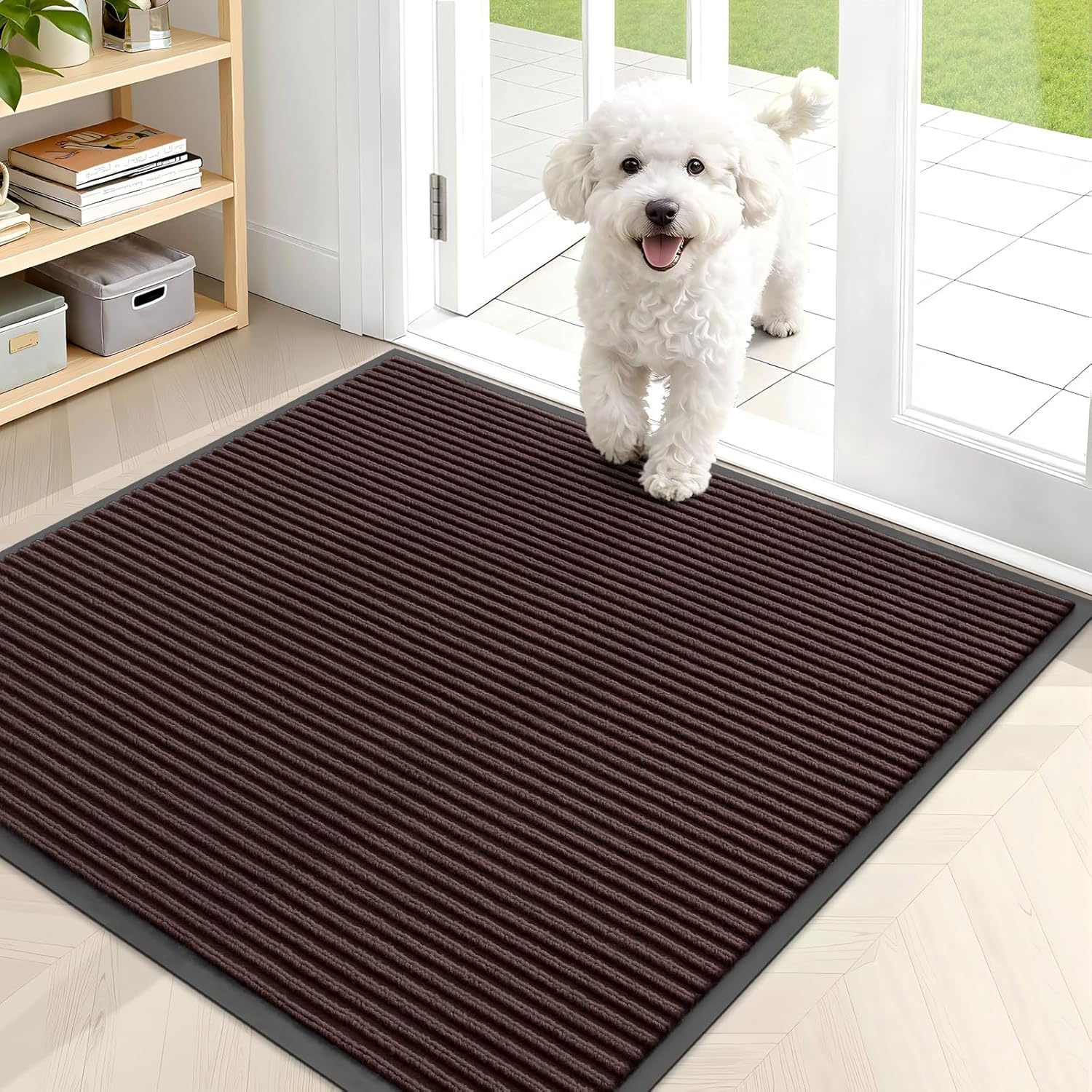 OLANLY Front Door Mat Indoor Outdoor Entrance, Waterproof Heavy Duty Doormat, Fade Resistant, Low Profile, Easy Clean Patio Porch Welcome Floor Mats for Entry, 29.5x17, Beige