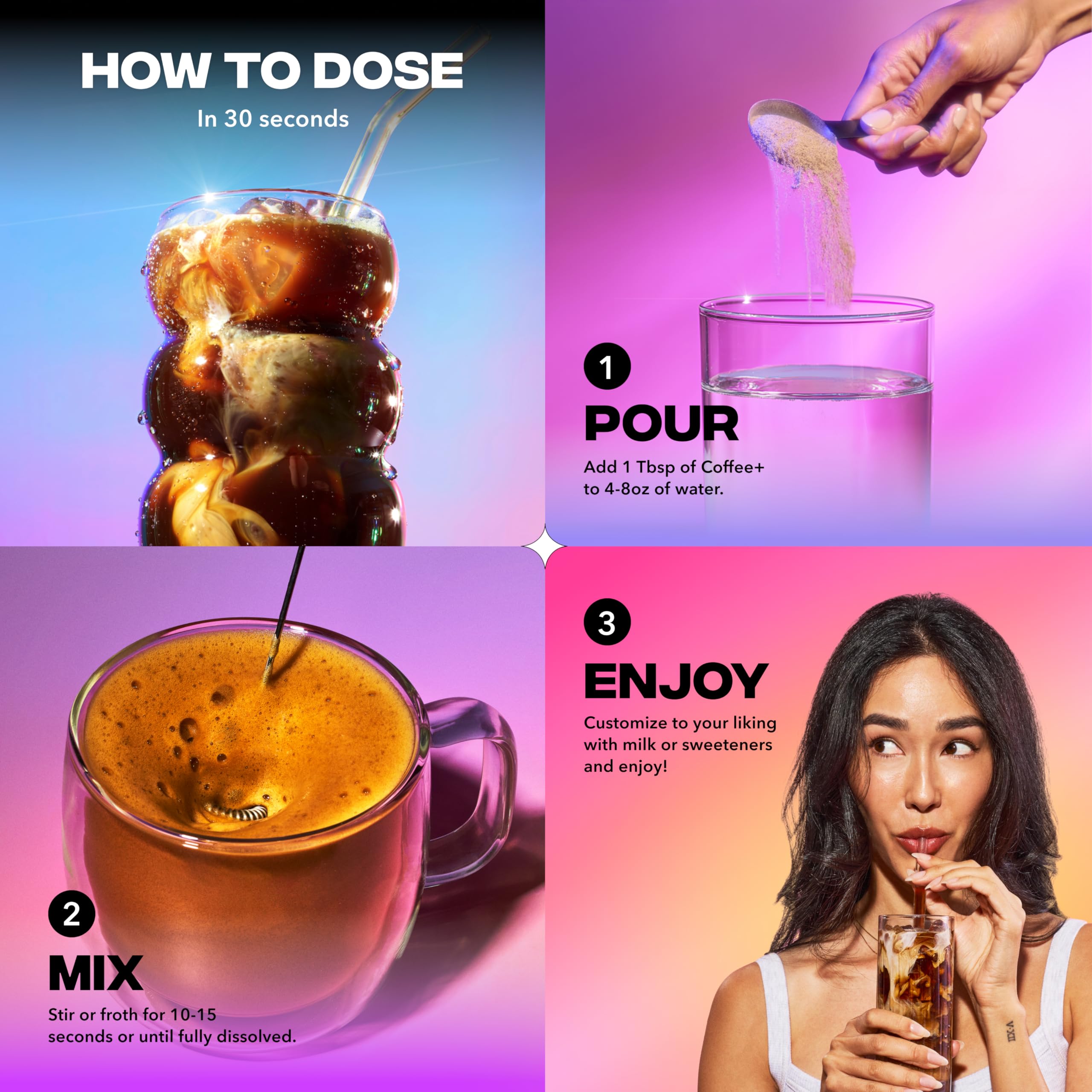 Everyday Dose Bold Medium Roast Mushroom Coffee 90mg Caffeine per serving with Grass-Fed Collagen, Chaga, Lions Mane & L-Theanine for Better Focus, Energy, Digestion, Skin, and Immunity 30 Servings