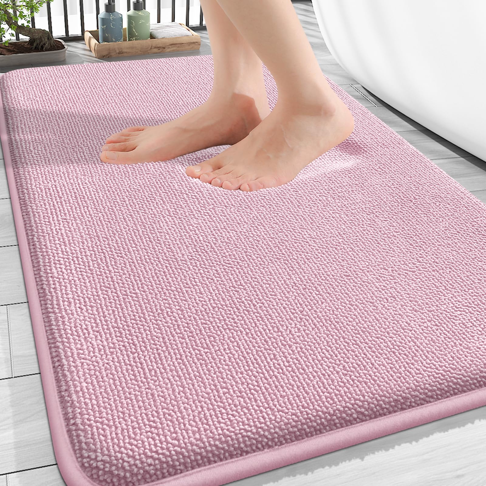 OLANLY Thick Memory Foam Bath Mat Rug 30x20, Extra Soft Absorbent Bathroom Rugs, Quick Dry Bath Mats, Non-Slip, Machine Washable Carpet for Bathroom, Tub and Shower, Home Decor Accessories, Grey
