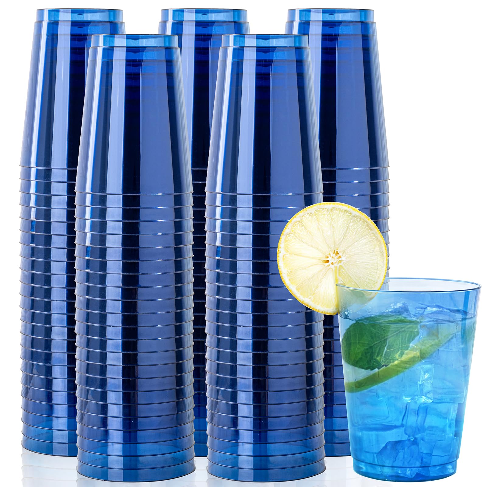DaYammi 200 Pack Gold Plastic Cups 10 Oz Clear Cup Gold Rimmed Disposable Wine Glasses Fancy Disposable Party Cups Tumblers Drinking Cup Plastic Cocktail Glasses gold disposable cups for Party Wedding