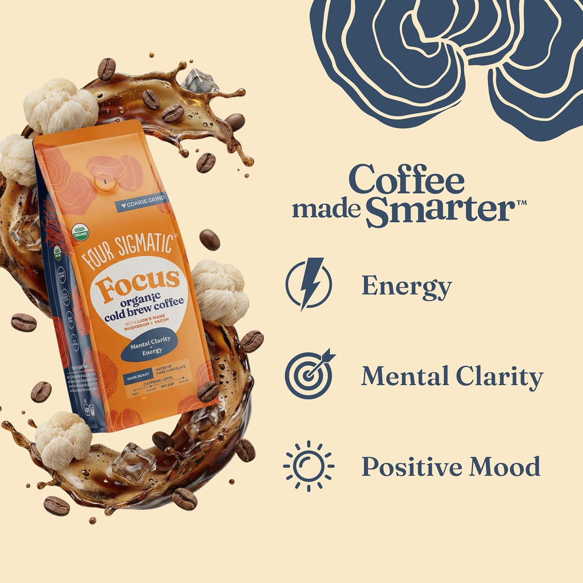 Four Sigmatic Gut Health Organic Ground Coffee | Medium Roast, Immune Boosting Probiotic Mushroom Coffee with Chaga & Turkey Tail for Gut Health & Immune Support | 12oz Bag