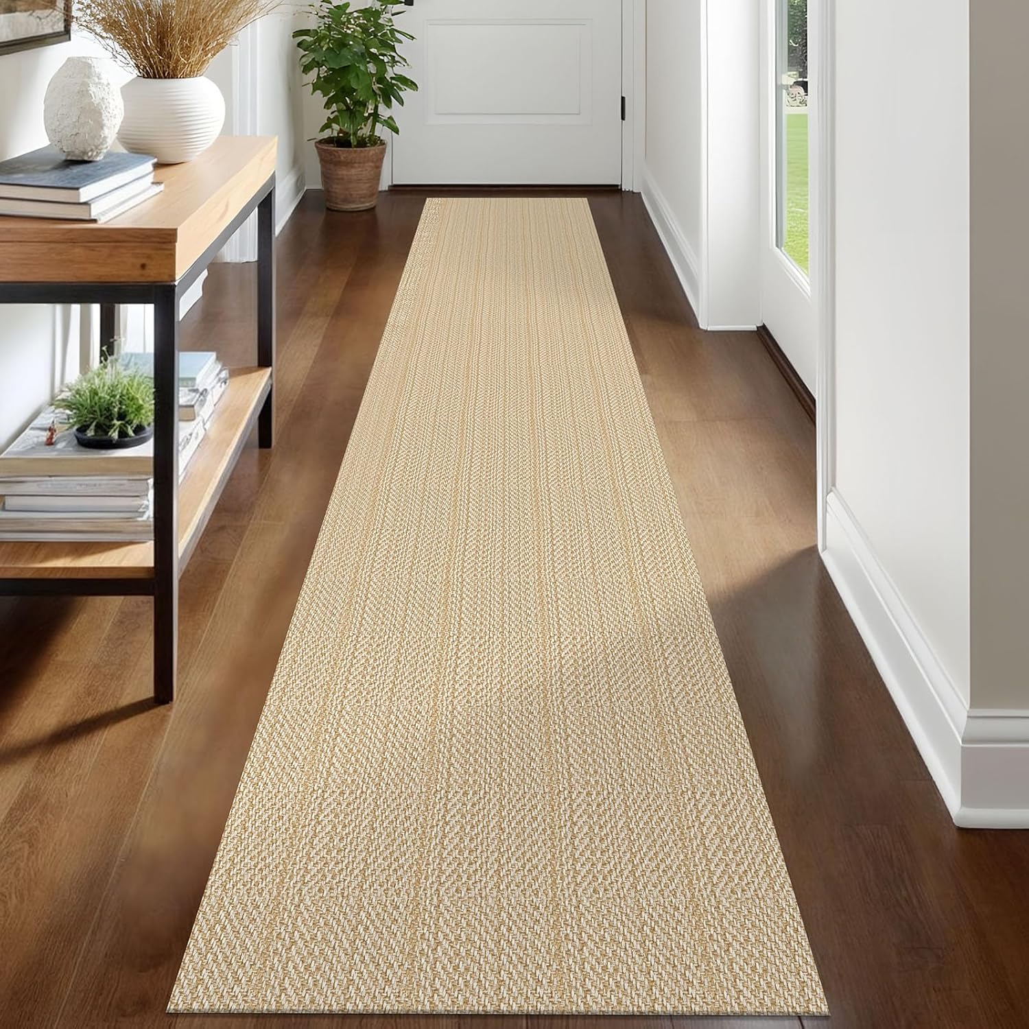 IOHOUZE Small Area Rug 2x3 Washable Woven Rugs for Entryway Non Slip Rubber Backed Kitchen Rugs Indoor Outdoor Doormat Throw Rug Floor Carpet for Entrance Front Door, Orange/Tan/Brown