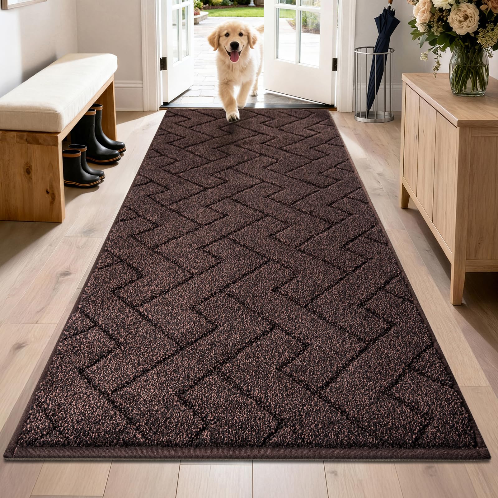 PURRUGS Dirt Trapping Door Mat 20" x 31.5", Non-Slip Machine Washable Entry Rug, Dog Doormat, Indoor Front Door Mat, Super Absorbent Entryway Rug for Muddy Shoes & Paws, Taupe